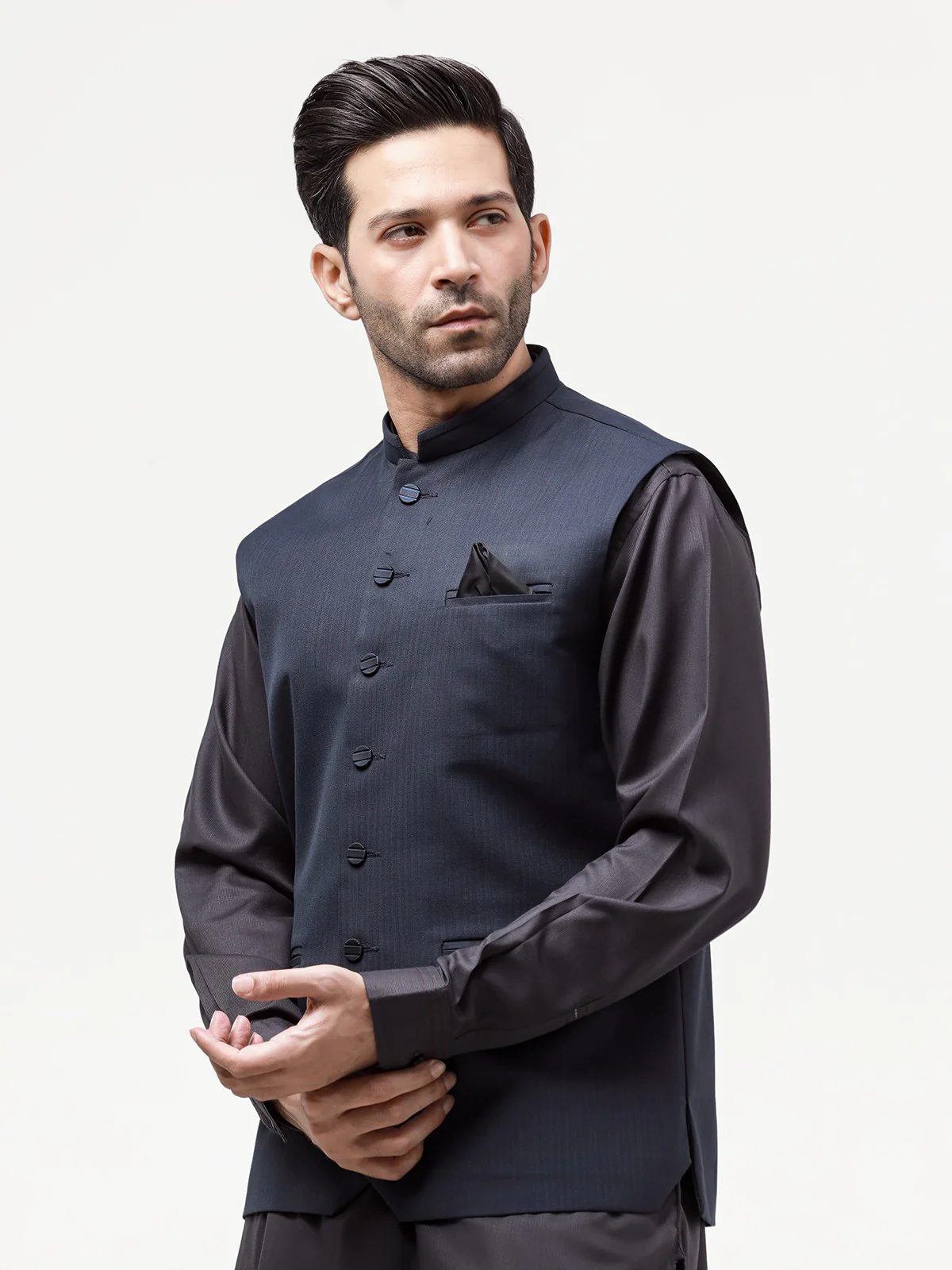 Men's Dark Navy Waist Coat - EMTWC23-35858 - Image 3