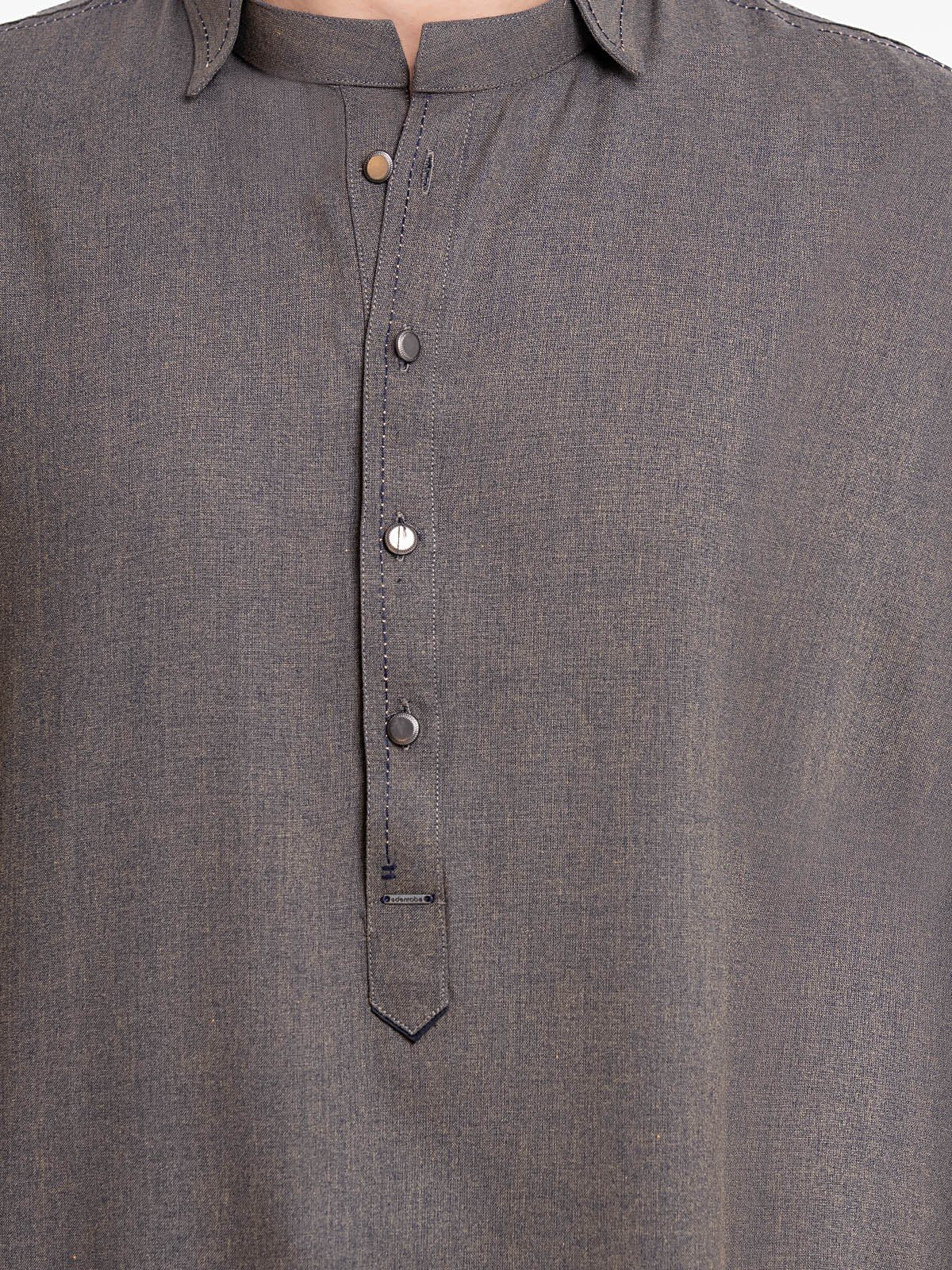 Men's Dark Olive Shalwar Kameez - EMTKS23-41055 - Image 3
