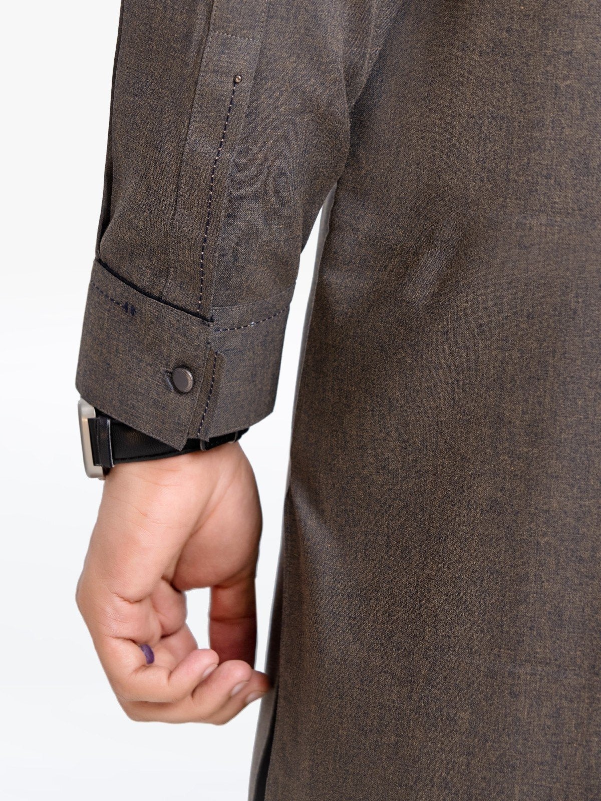 Men's Dark Olive Shalwar Kameez - EMTKS23-41055 - Image 4