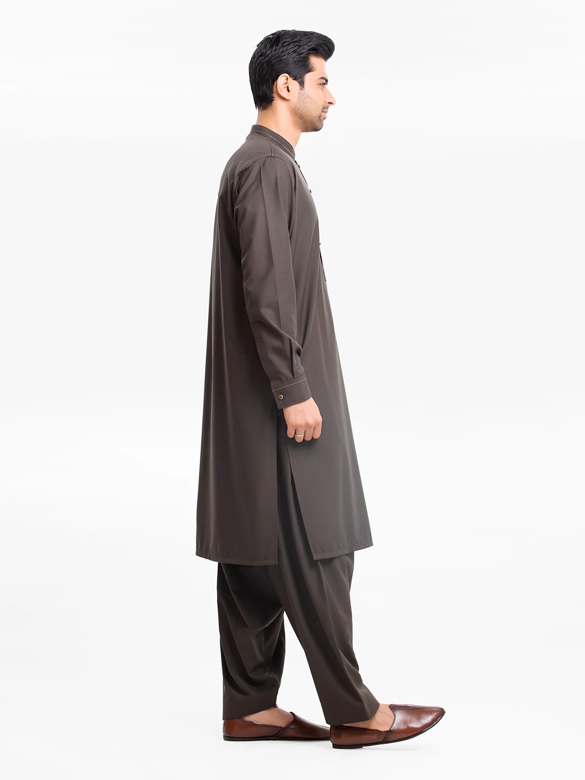Men's Dark Olive Shalwar Kameez - EMTKS23-41057 - Image 3