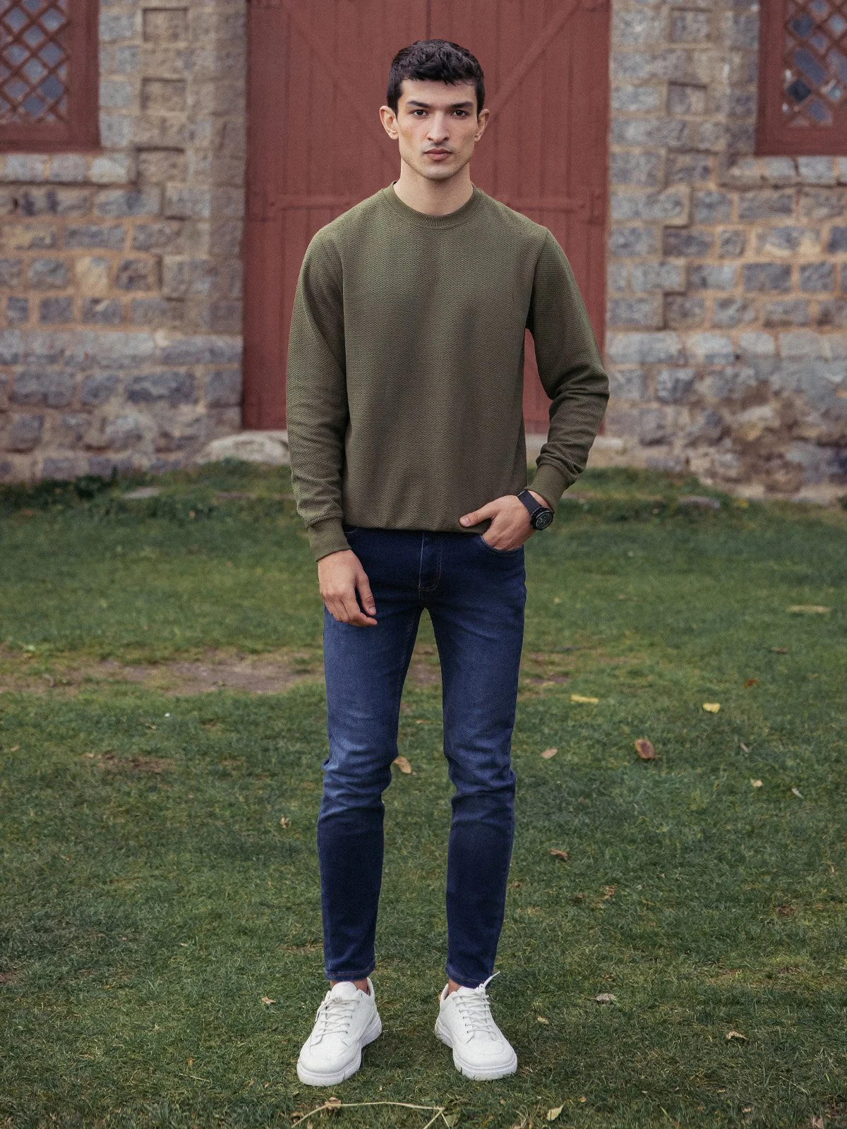 Men's Dark Olive SweatShirt - EMTSS23-002 - Image 2