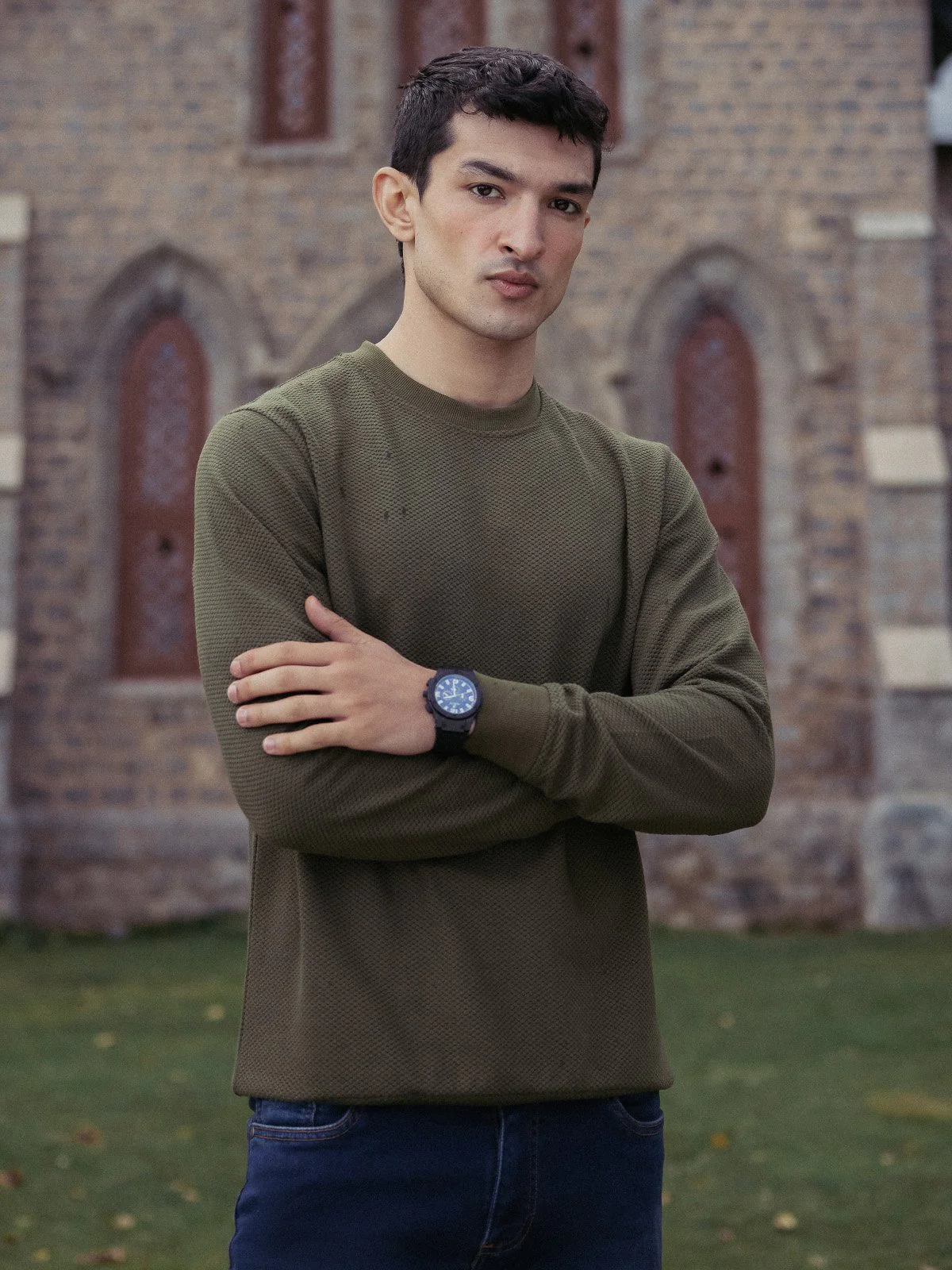 Men's Dark Olive SweatShirt - EMTSS23-002 - Image 3