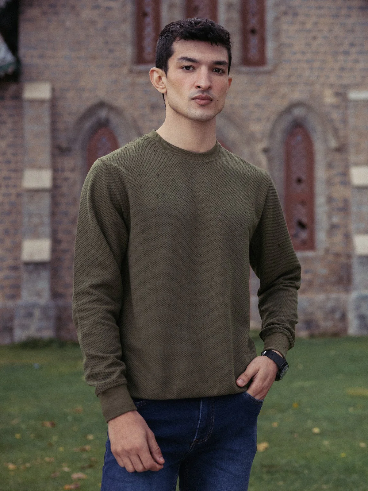 Men's Dark Olive SweatShirt - EMTSS23-002 - Image 4
