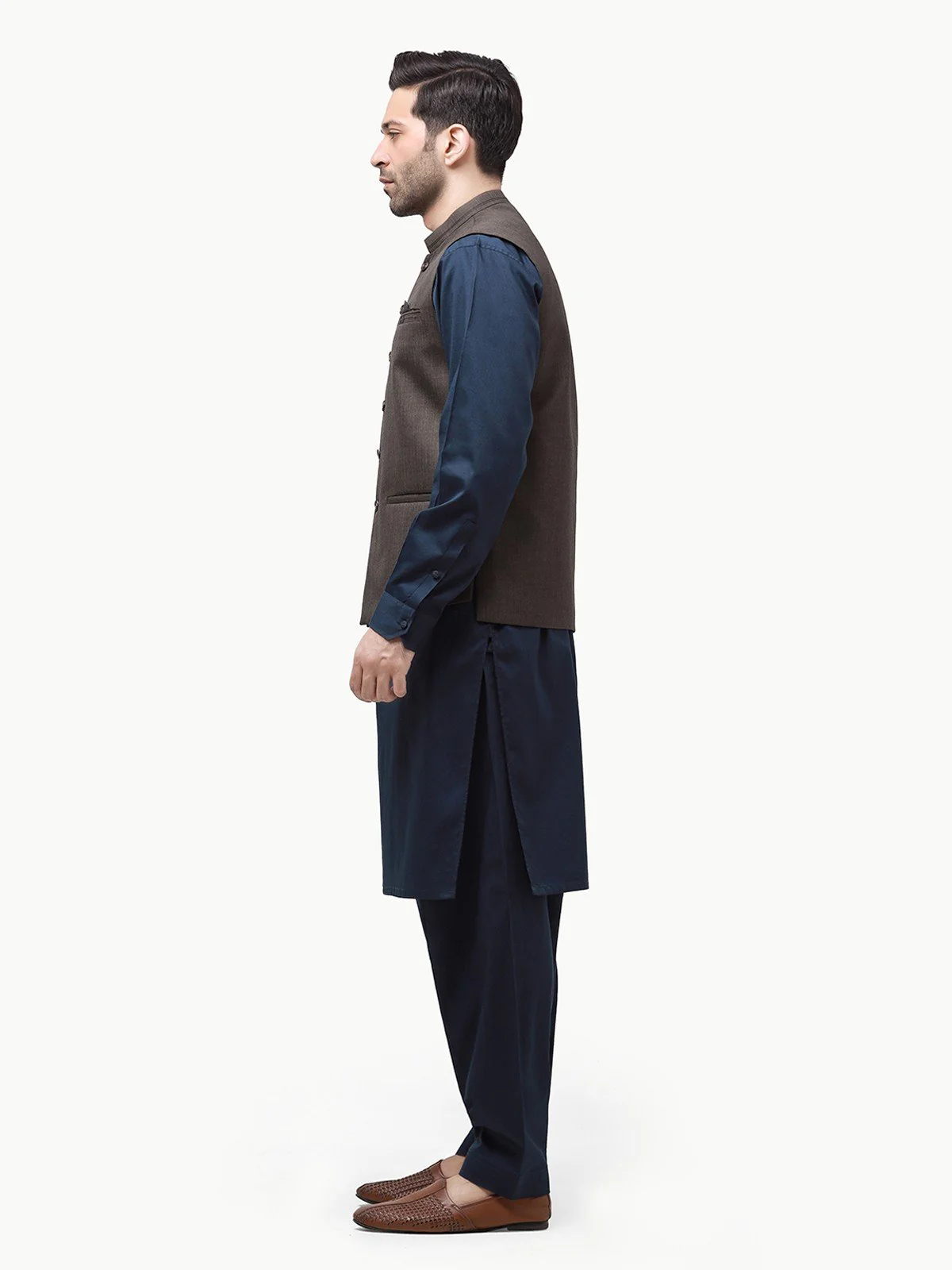 Men's Dark Olive Waist Coat - EMTWC23-35868 - Image 3
