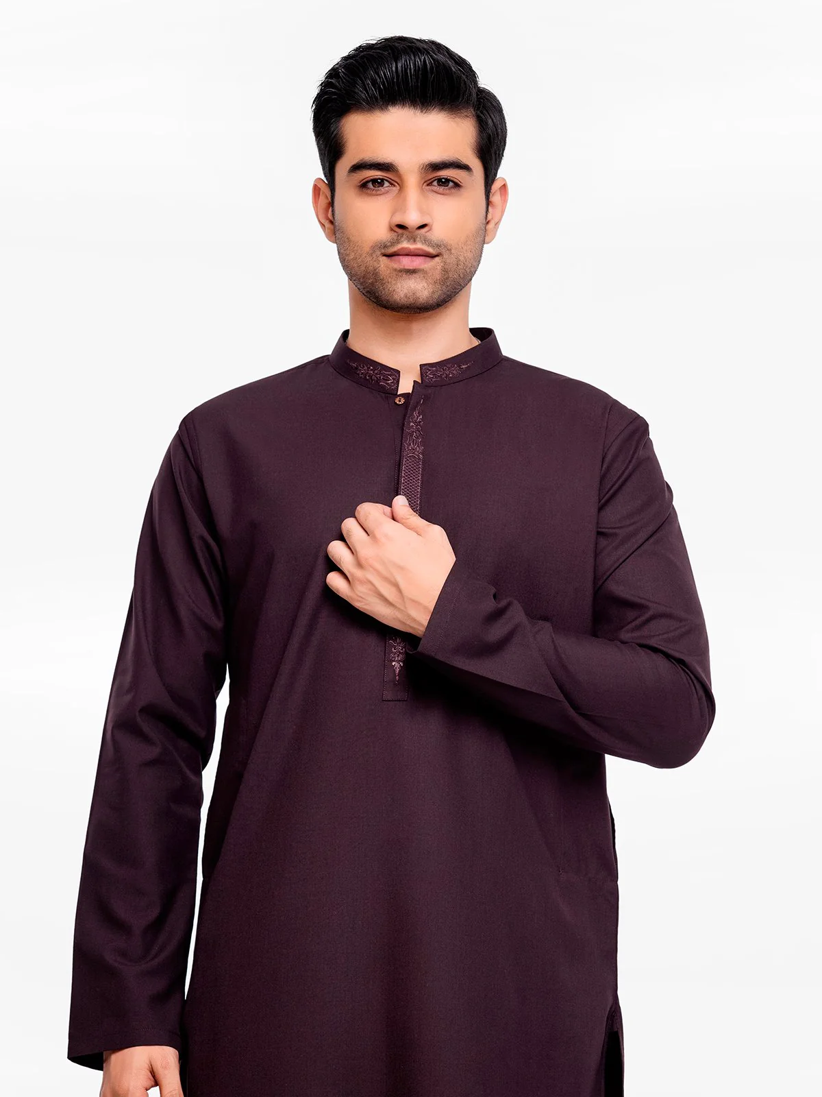 Men's Dark Plum Kurta Pajama - EMTSW23-99390 - Image 2