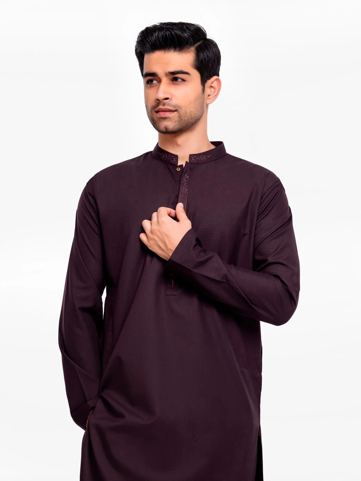 Men's Dark Plum Kurta Pajama - EMTSW23-99390 - Image 4