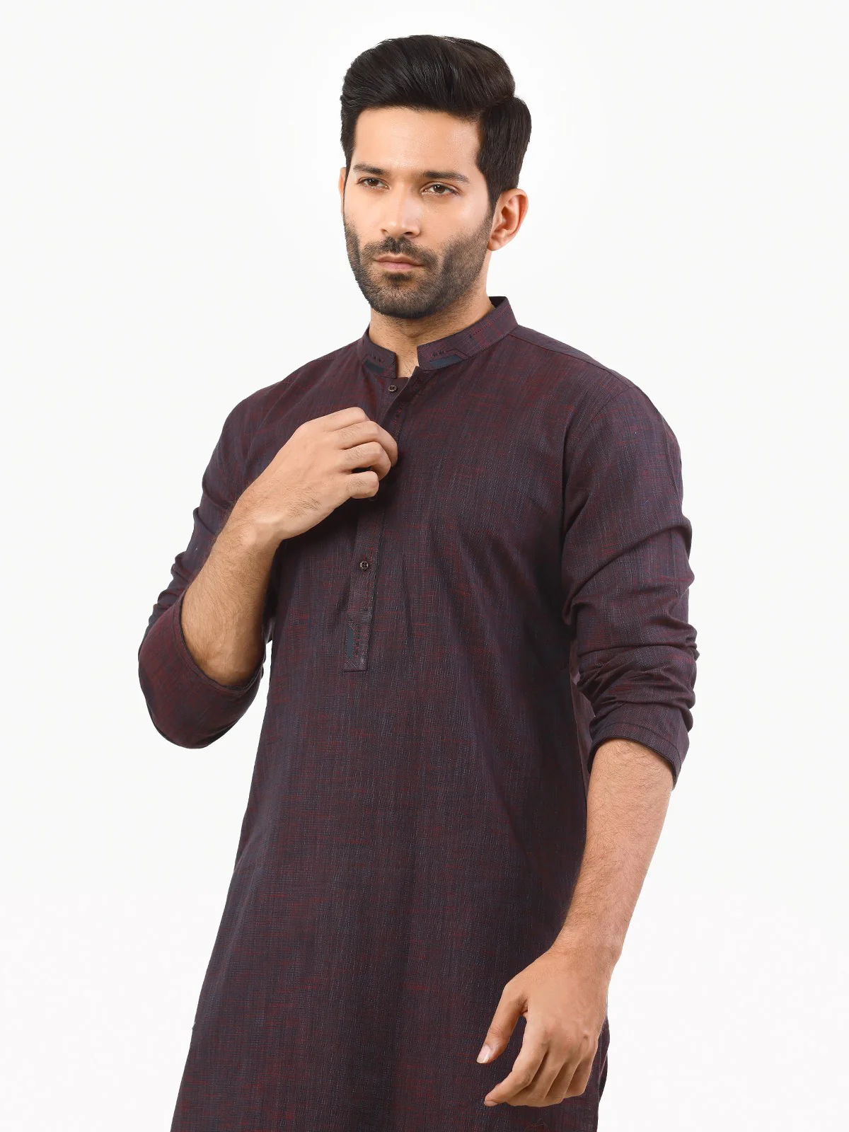 Men's Dark Purple Kurta - EMTK22-99244 - Image 2