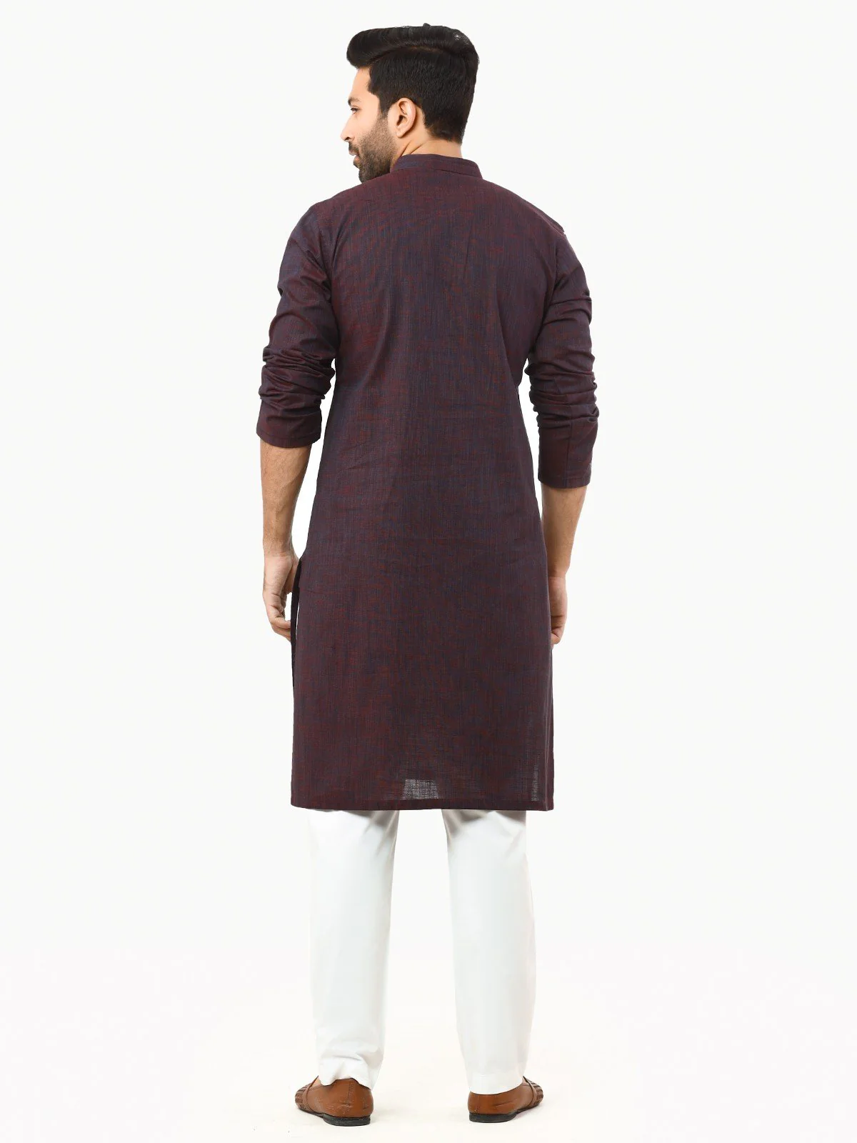 Men's Dark Purple Kurta - EMTK22-99244 - Image 5