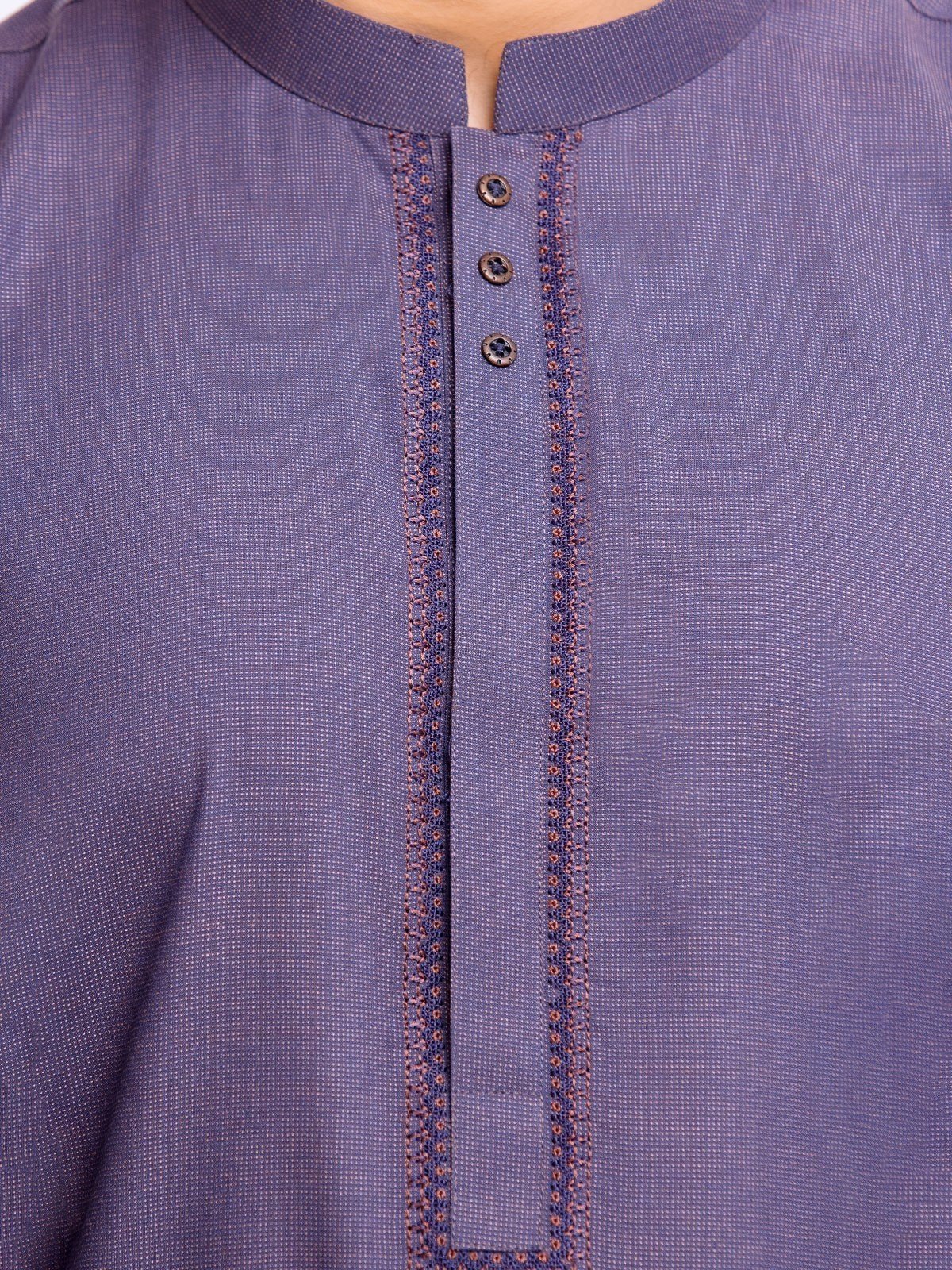 Men's Dark Purple Kurta - EMTK23-99361 - Image 4