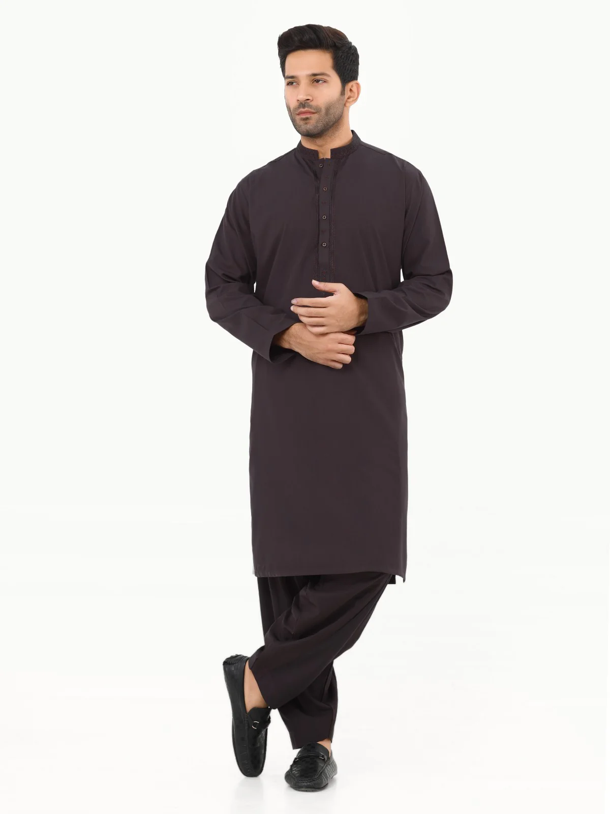 Men's Dark Purple Shalwar Kameez - EMTKS22S-40962