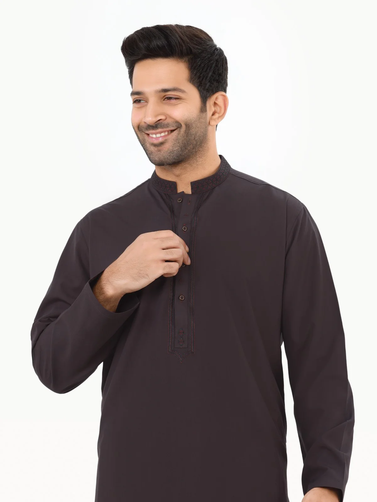Men's Dark Purple Shalwar Kameez - EMTKS22S-40962 - Image 2