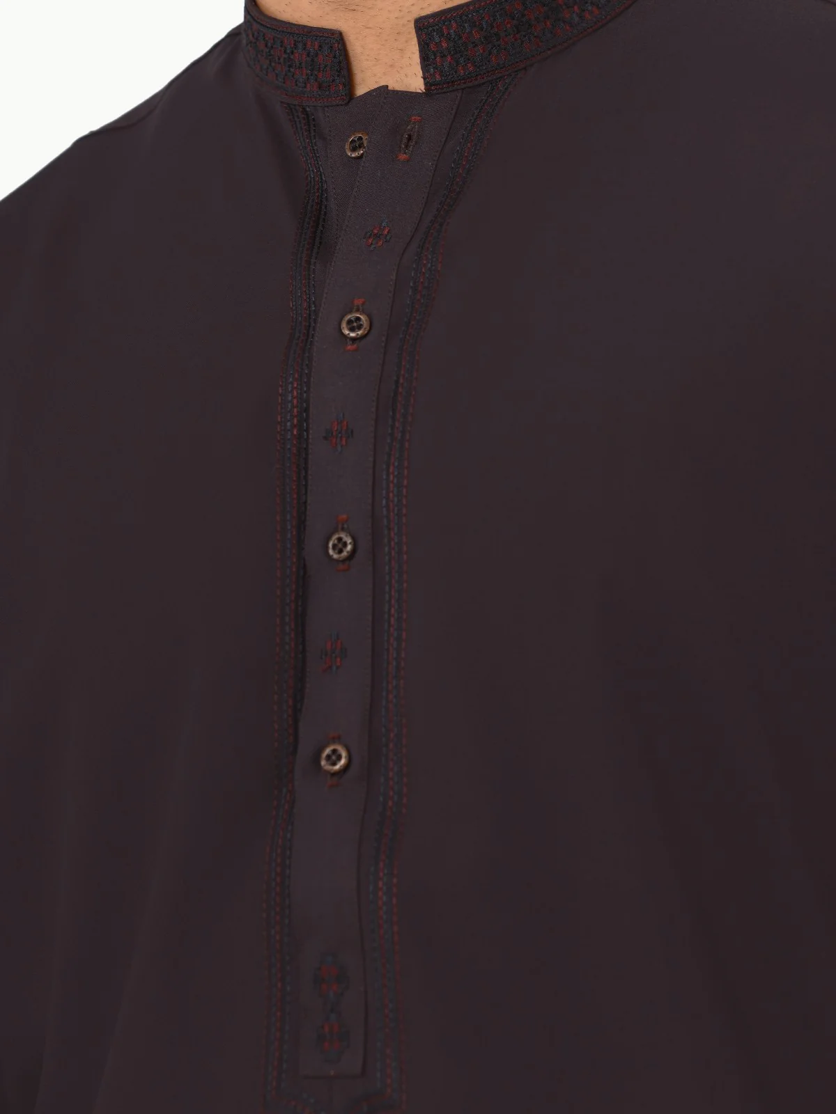 Men's Dark Purple Shalwar Kameez - EMTKS22S-40962 - Image 4
