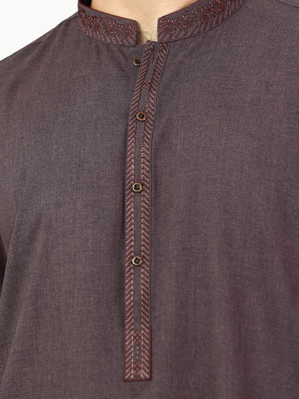 Men's Dark Purple Shalwar Kameez - EMTKS22S-40990 - Image 5