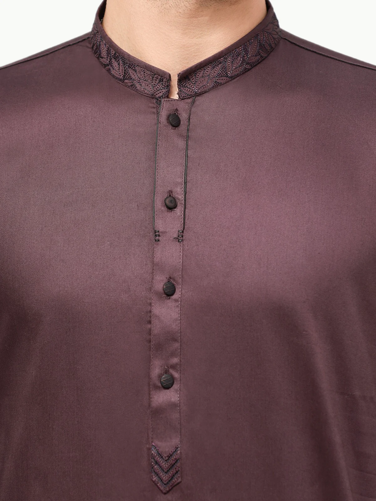 Men's Dark Purple Shalwar Kameez - EMTSW22W-99249 - Image 3