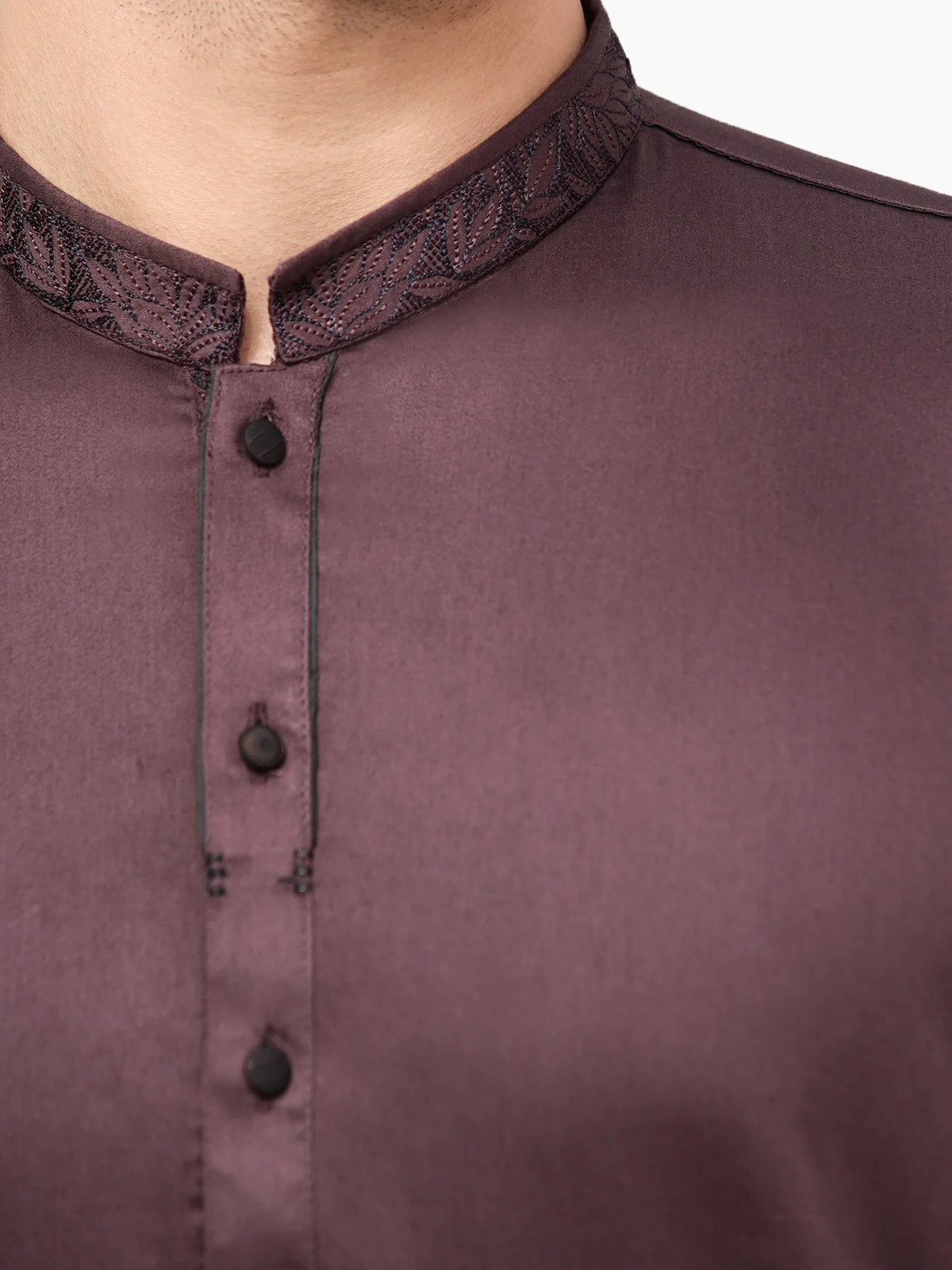Men's Dark Purple Shalwar Kameez - EMTSW22W-99249 - Image 4