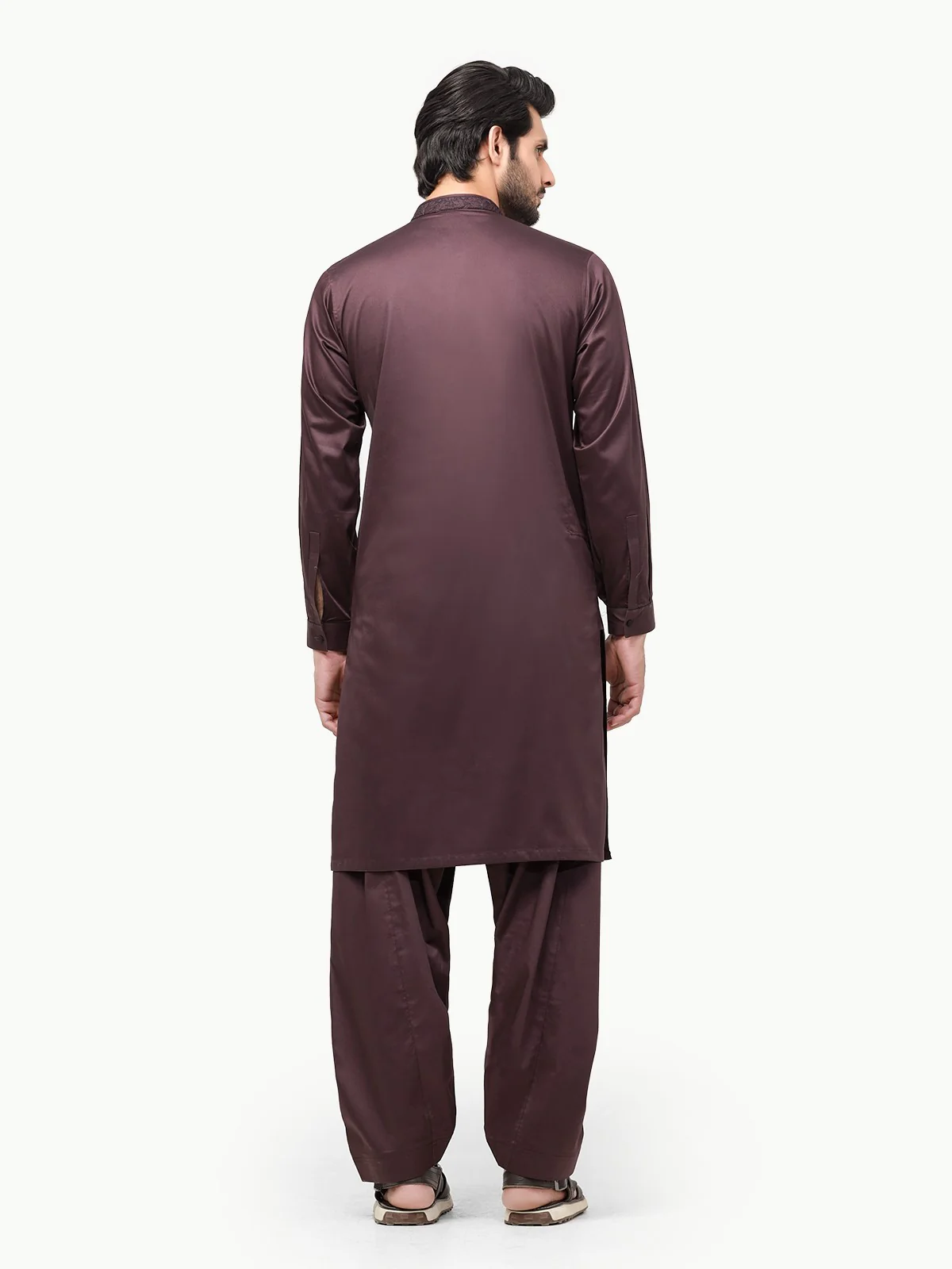 Men's Dark Purple Shalwar Kameez - EMTSW22W-99249 - Image 5