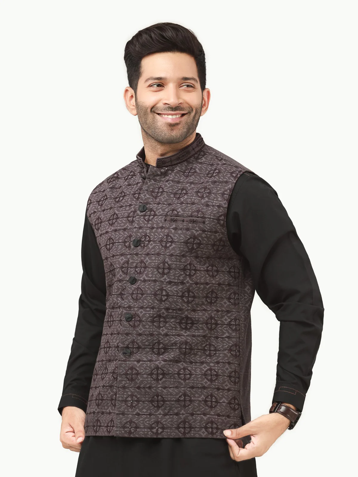Men's Dark Purple Waist Coat Ceremonial - EMTWCC22-120 - Image 2