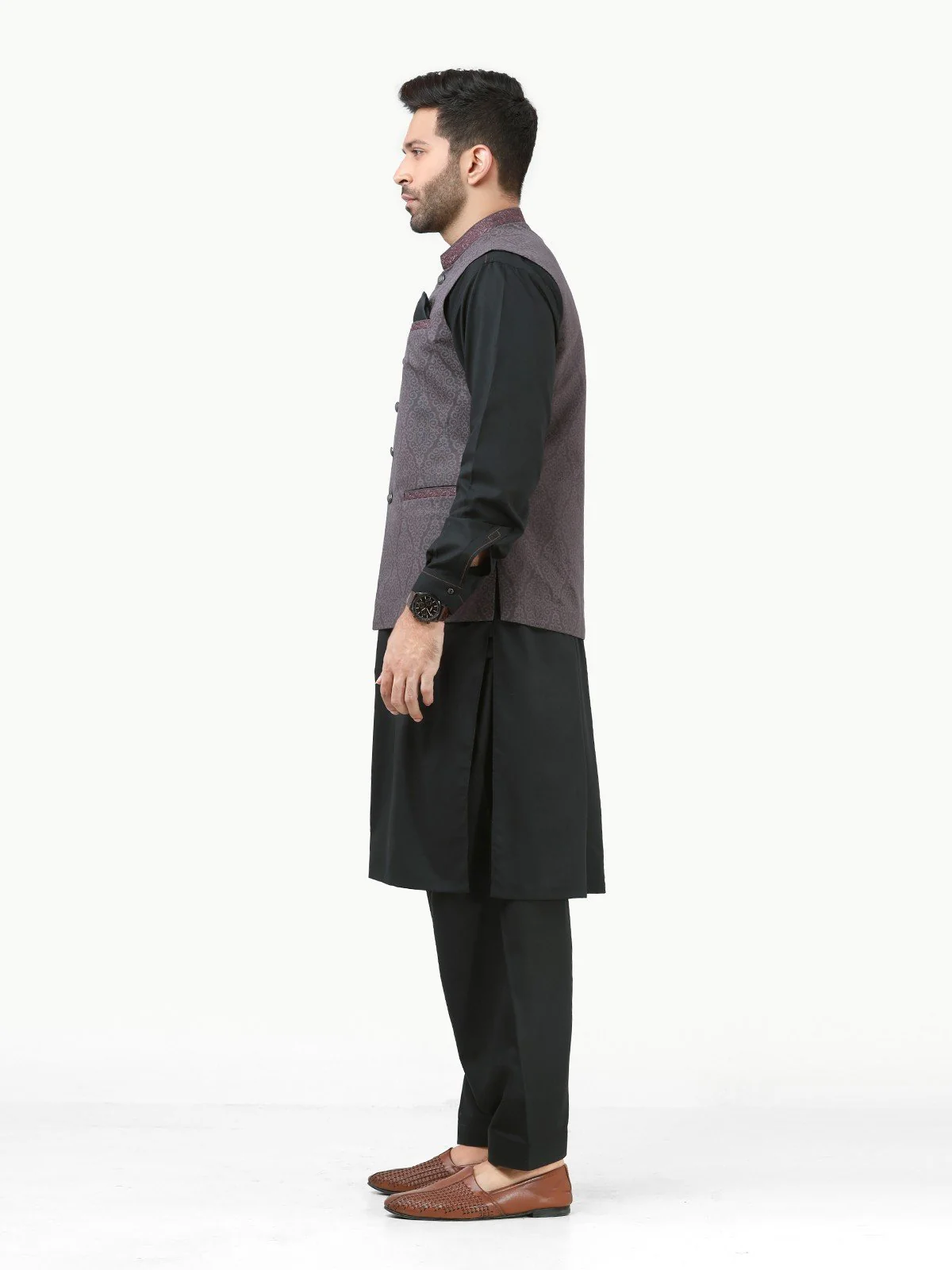 Men's Dark Purple Waist Coat - EMTWC22-35789 - Image 3