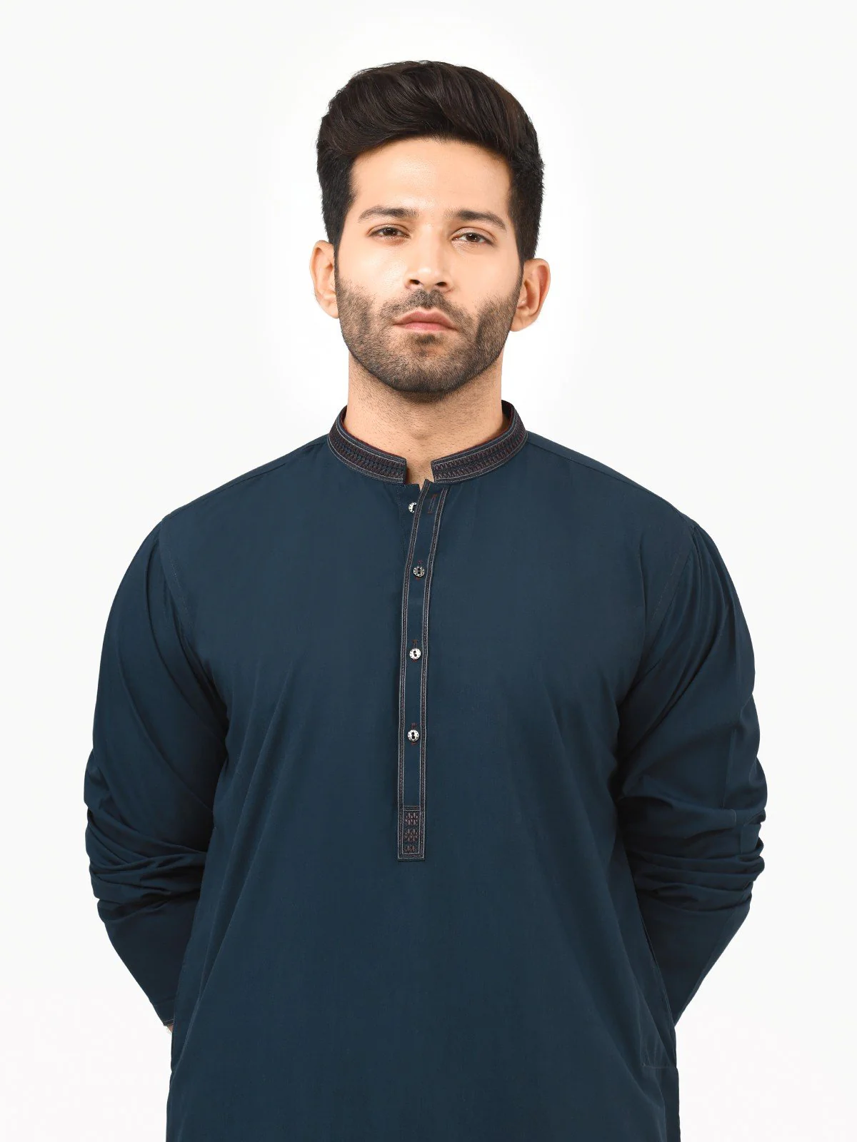 Men's Dark Teal Shalwar Kameez - EMTKS22S-40963 - Image 2