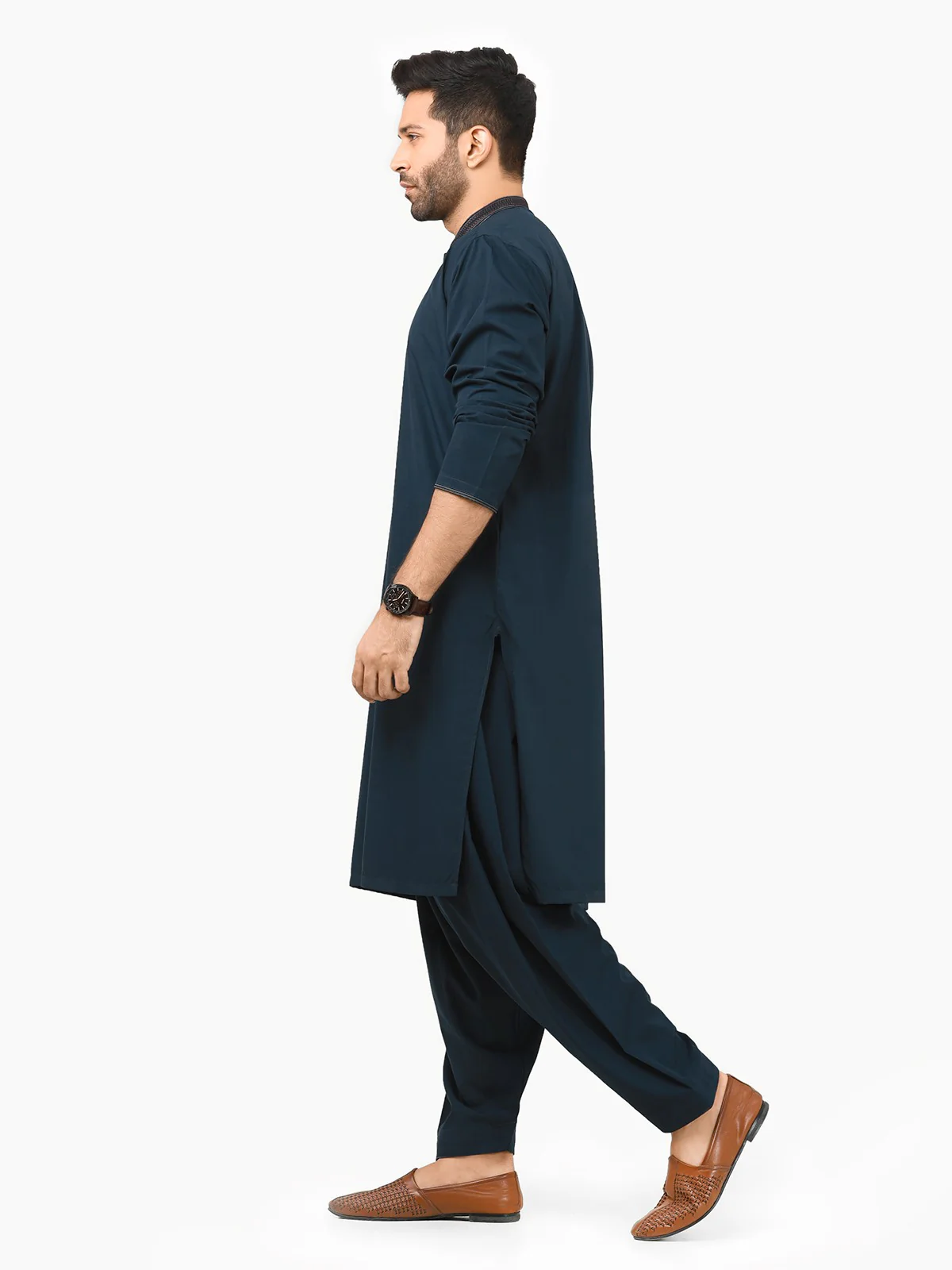 Men's Dark Teal Shalwar Kameez - EMTKS22S-40963 - Image 3