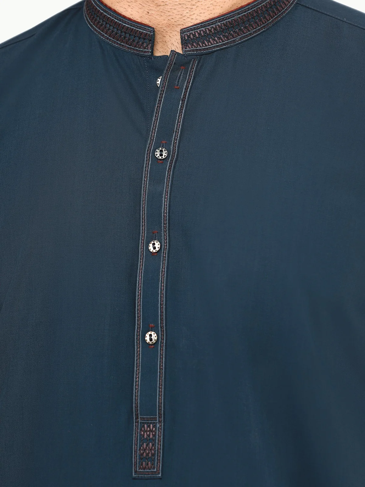 Men's Dark Teal Shalwar Kameez - EMTKS22S-40963 - Image 4