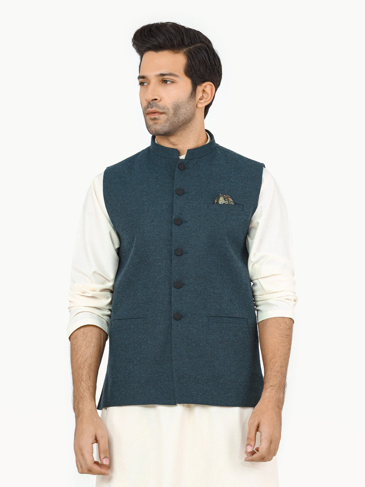 Men's Dark Teal Waist Coat - EMTWC22-35825 - Image 2