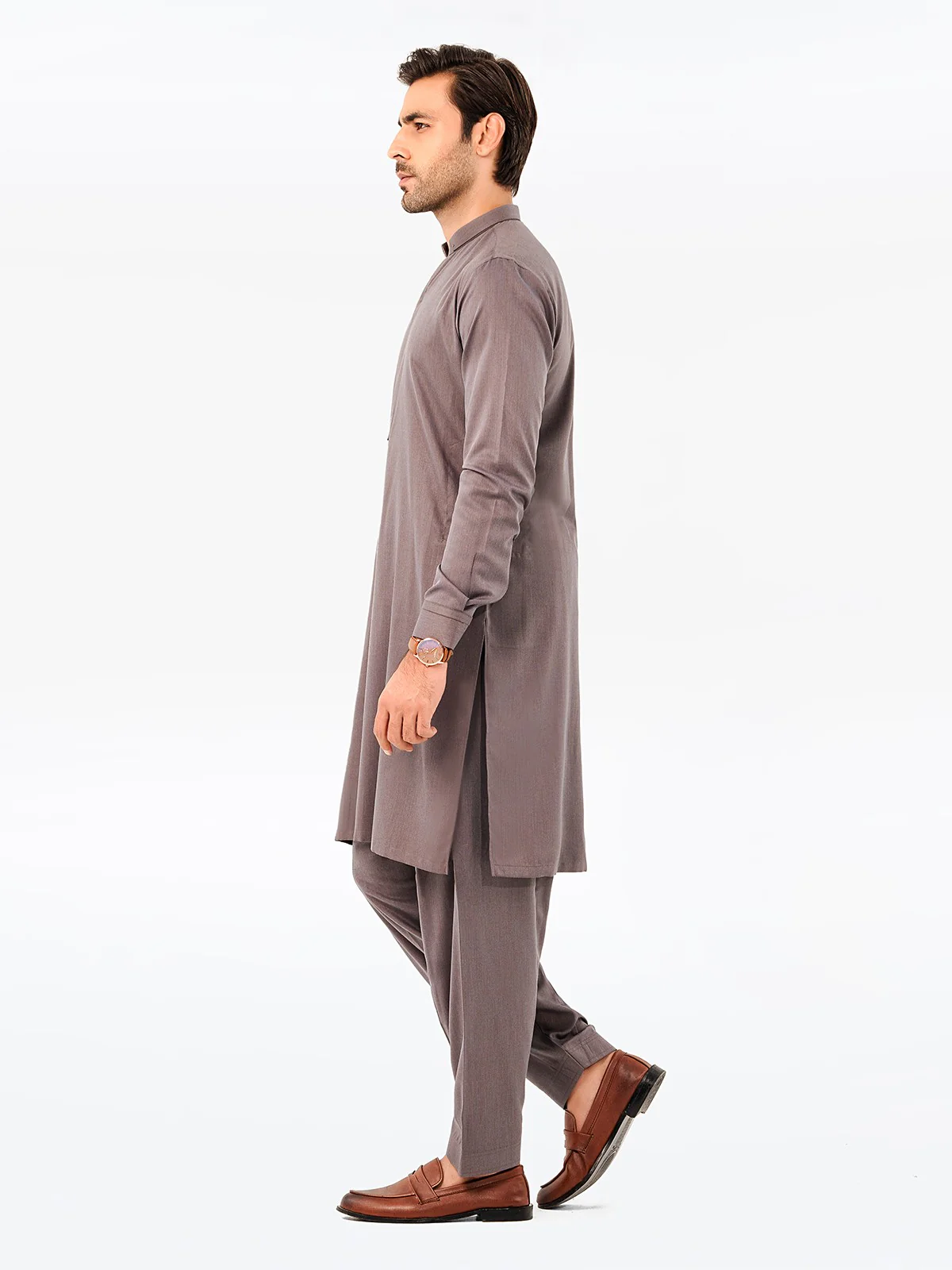 Men's Deep Mauve Shalwar Kameez - EMTKS23-41066 - Image 2