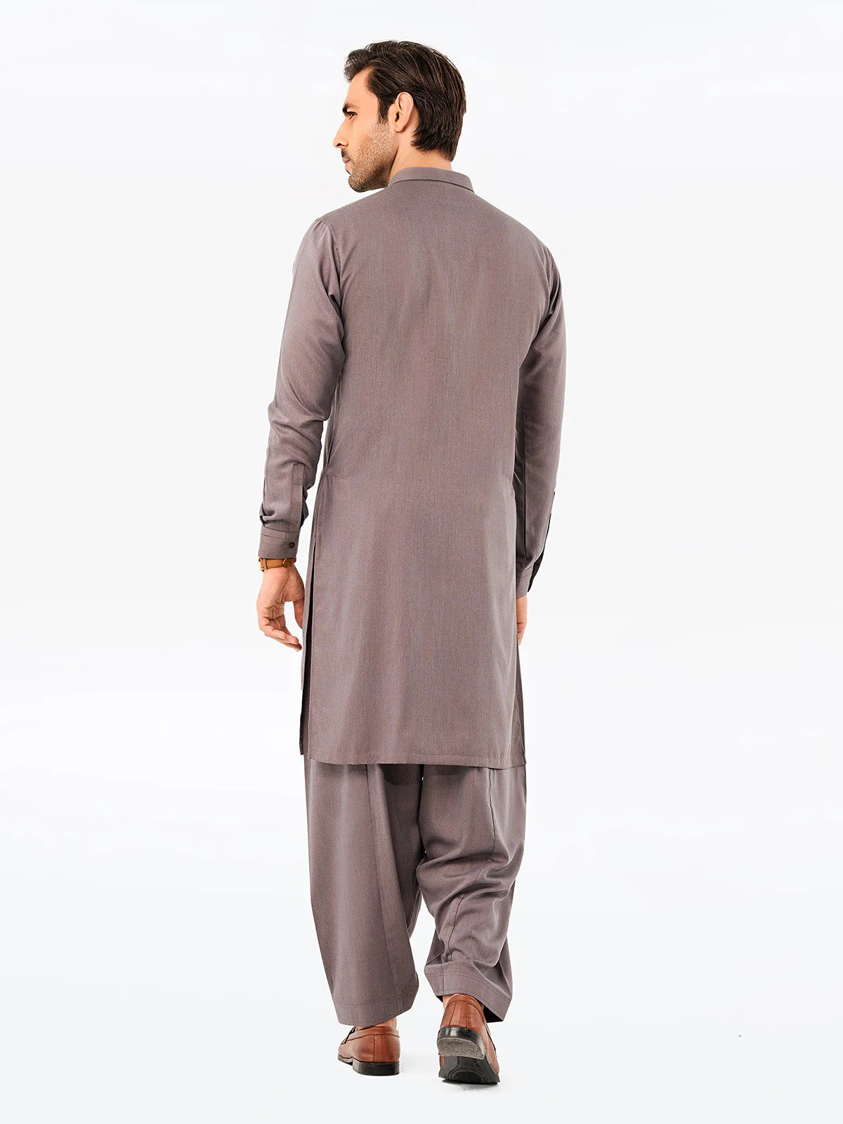 Men's Deep Mauve Shalwar Kameez - EMTKS23-41066 - Image 5