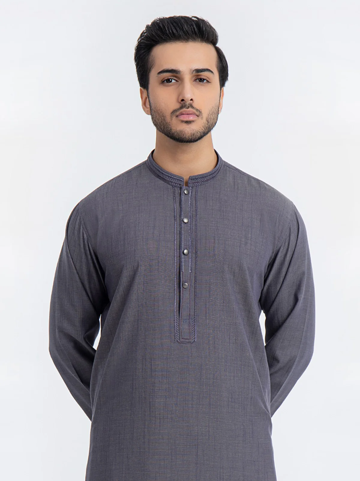 Men's Deep Purple Shalwar Kameez - EMTKS23-41005 - Image 2