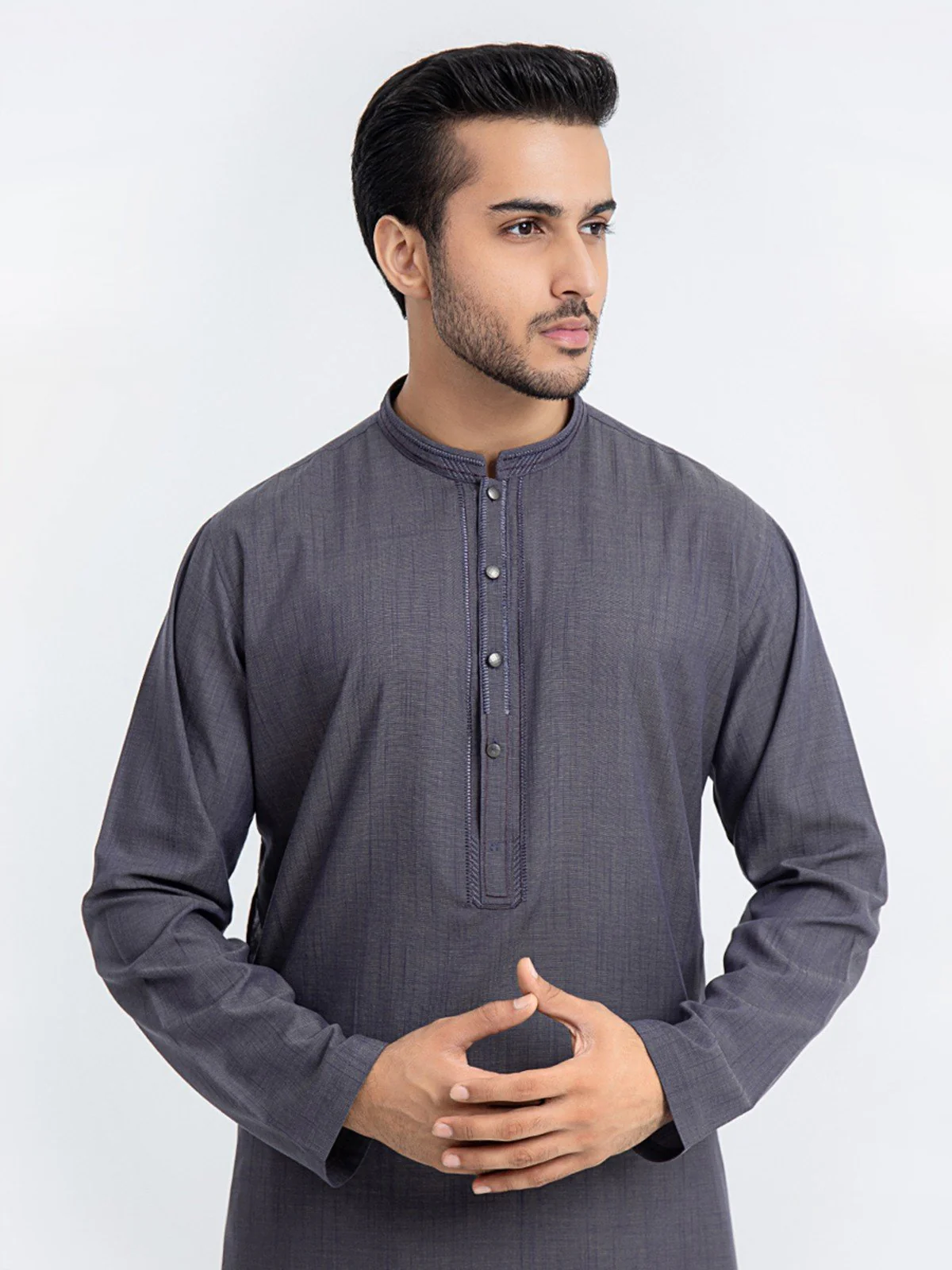 Men's Deep Purple Shalwar Kameez - EMTKS23-41005 - Image 4