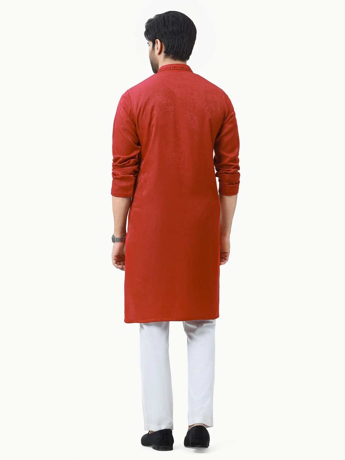 Men's Deep Red Kurta Ceremonial - EMTKC22-078 - Image 5