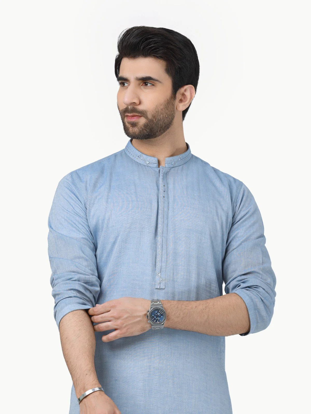 Men's Dirty Blue Kurta - EMTK22-99281 - Image 2