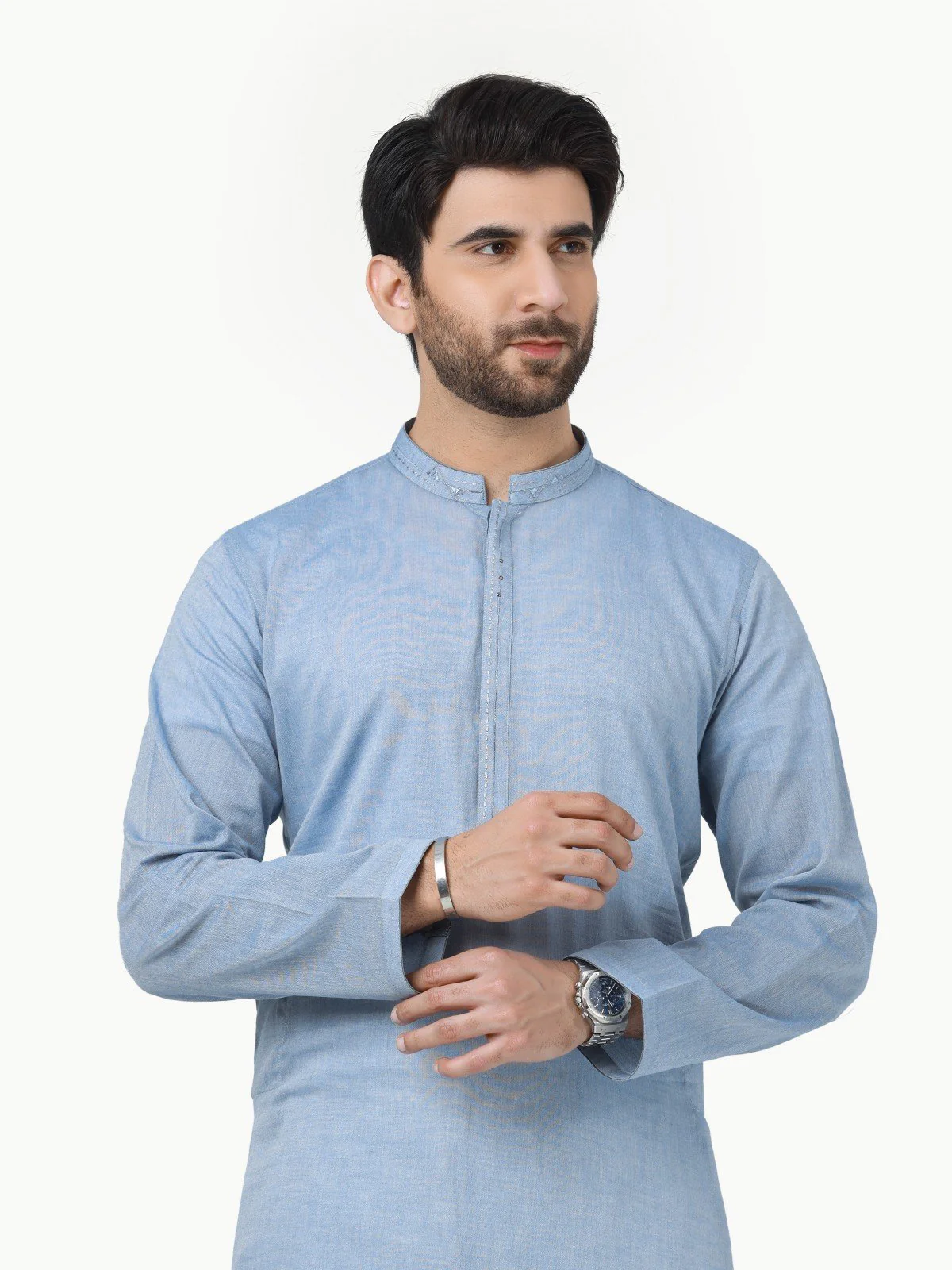 Men's Dirty Blue Kurta - EMTK22-99281 - Image 4