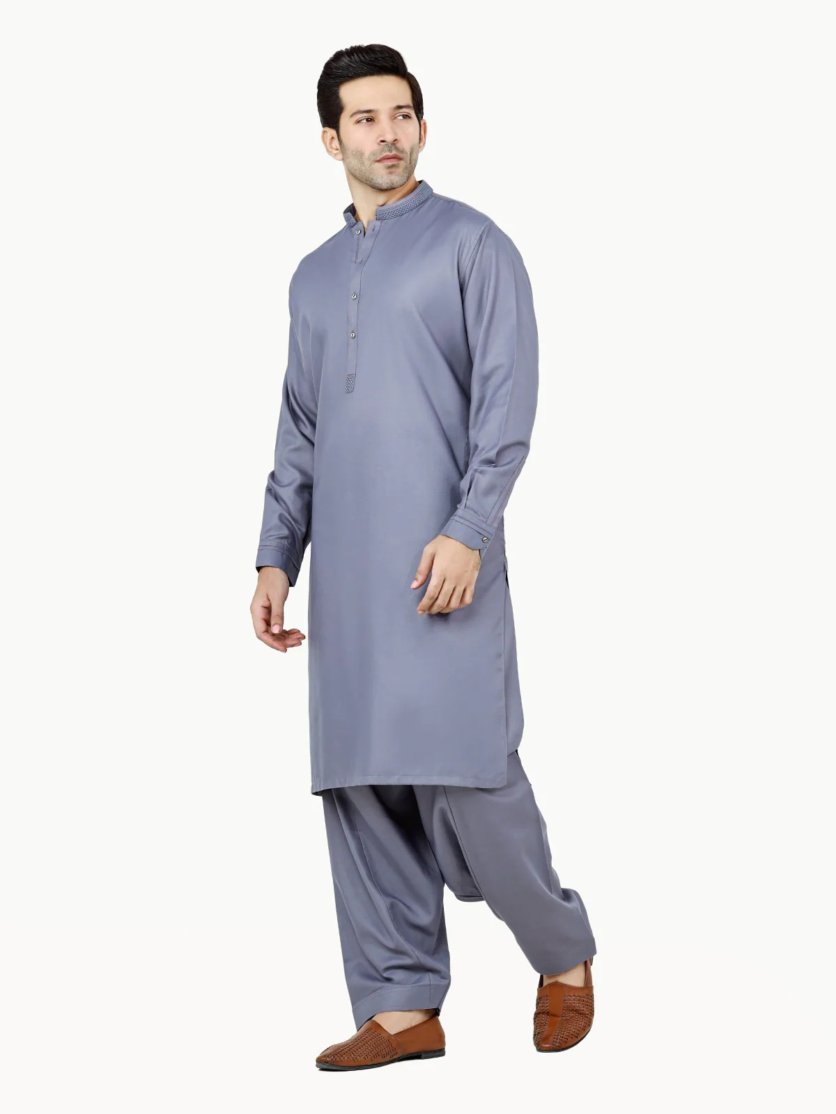 Men's Dirty Blue Shalwar Kameez - EMTKS22S-40960 - Image 2