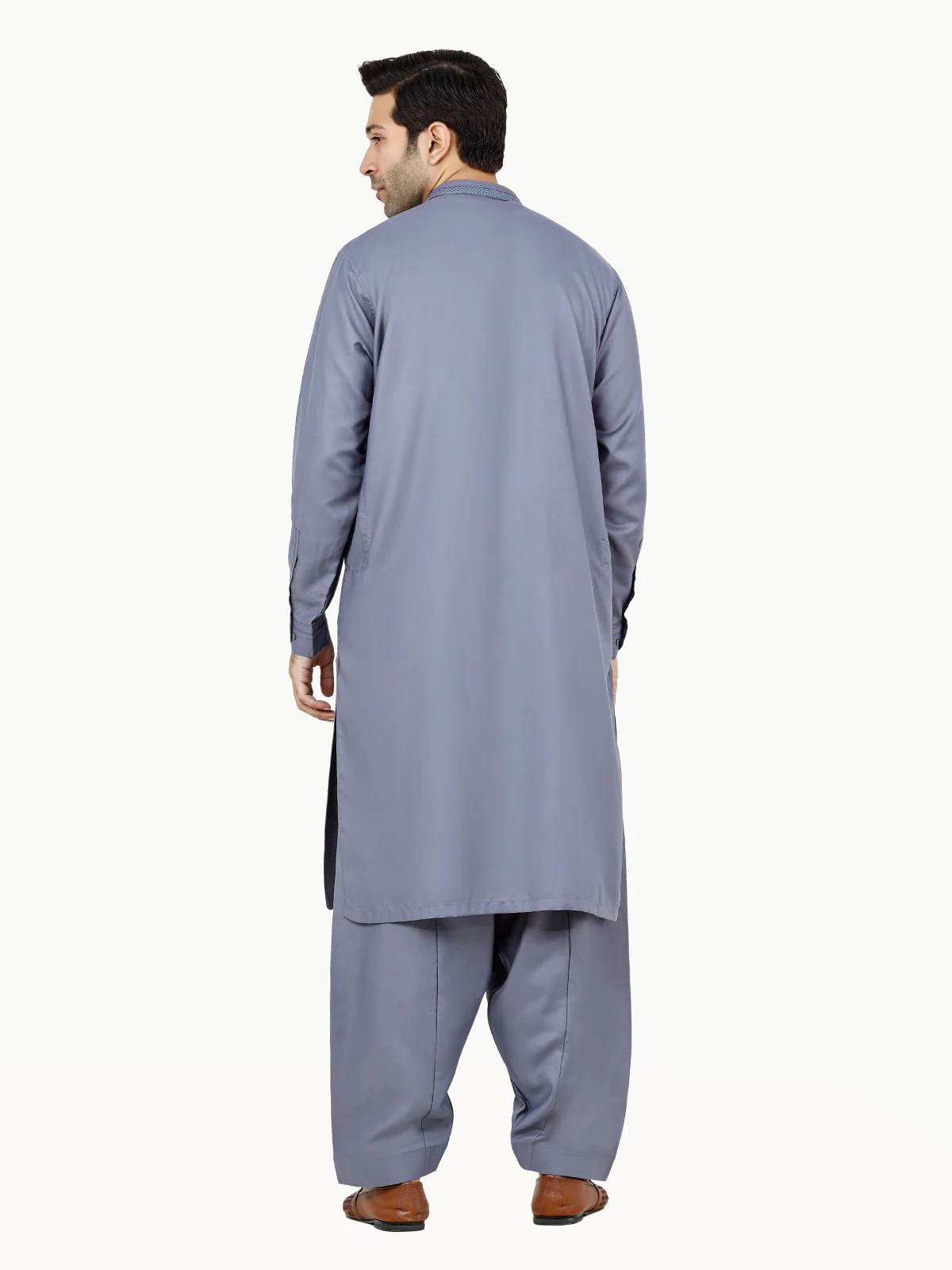 Men's Dirty Blue Shalwar Kameez - EMTKS22S-40960 - Image 4