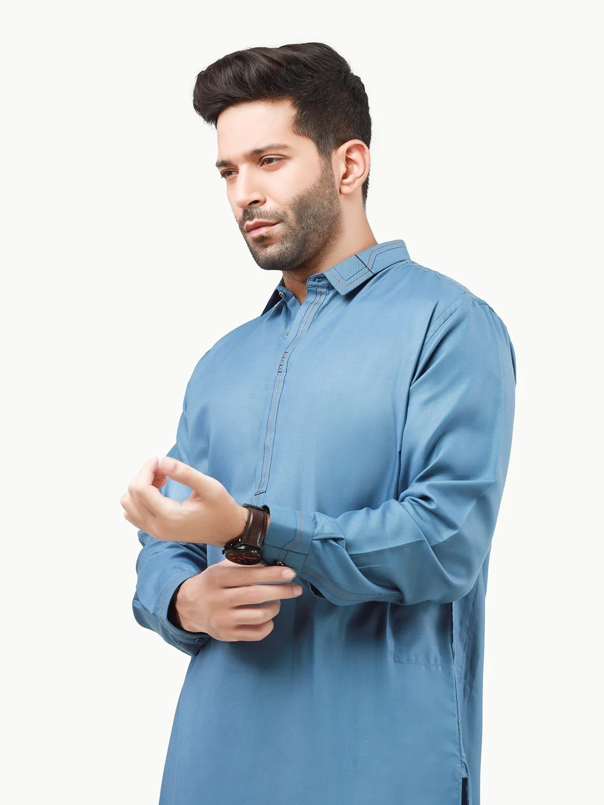 Men's Dirty Blue Shalwar Kameez - EMTSW22S-99218 - Image 2