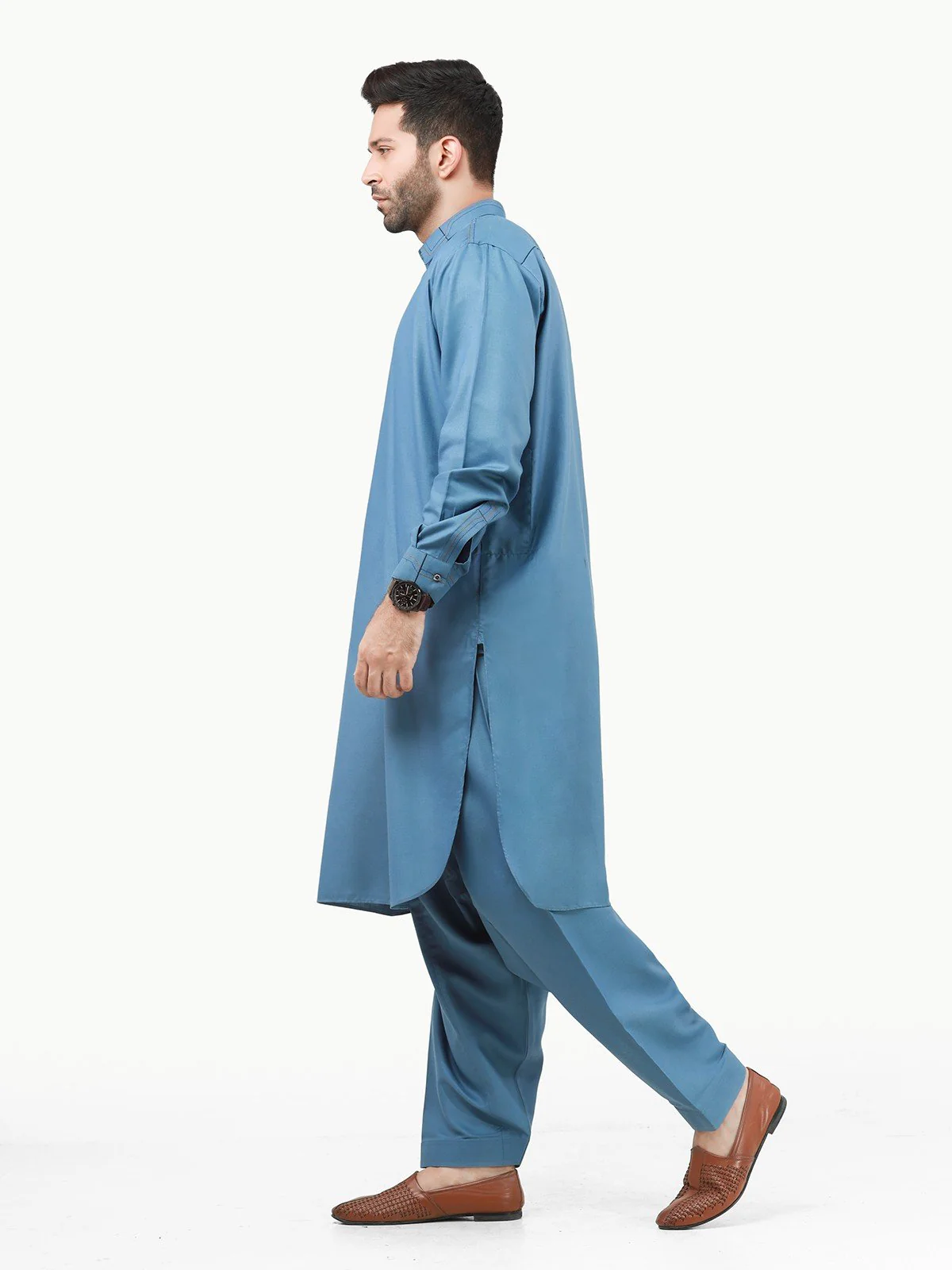 Men's Dirty Blue Shalwar Kameez - EMTSW22S-99218 - Image 3