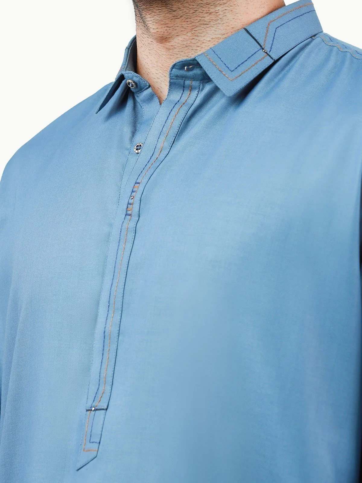 Men's Dirty Blue Shalwar Kameez - EMTSW22S-99218 - Image 4