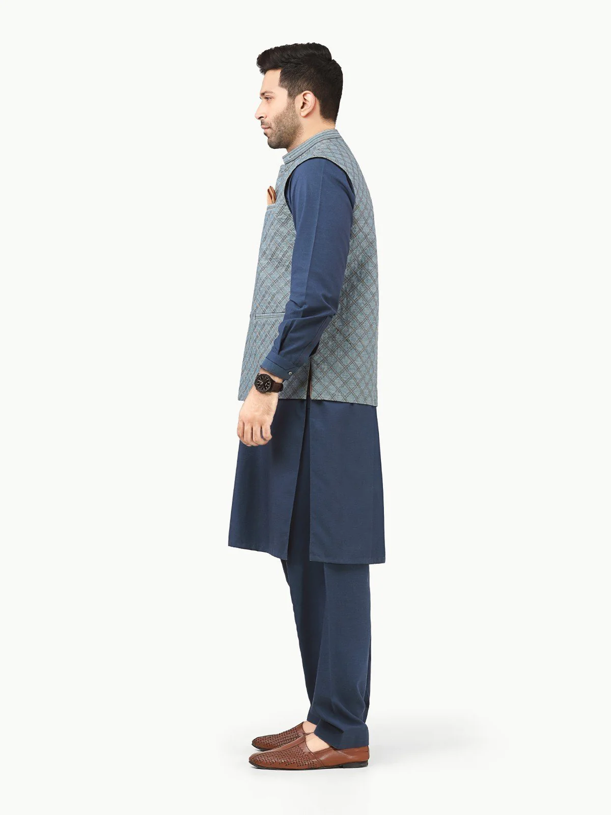 Men's Dirty Blue Waist Coat Ceremonial - EMTWCC22-132 - Image 3