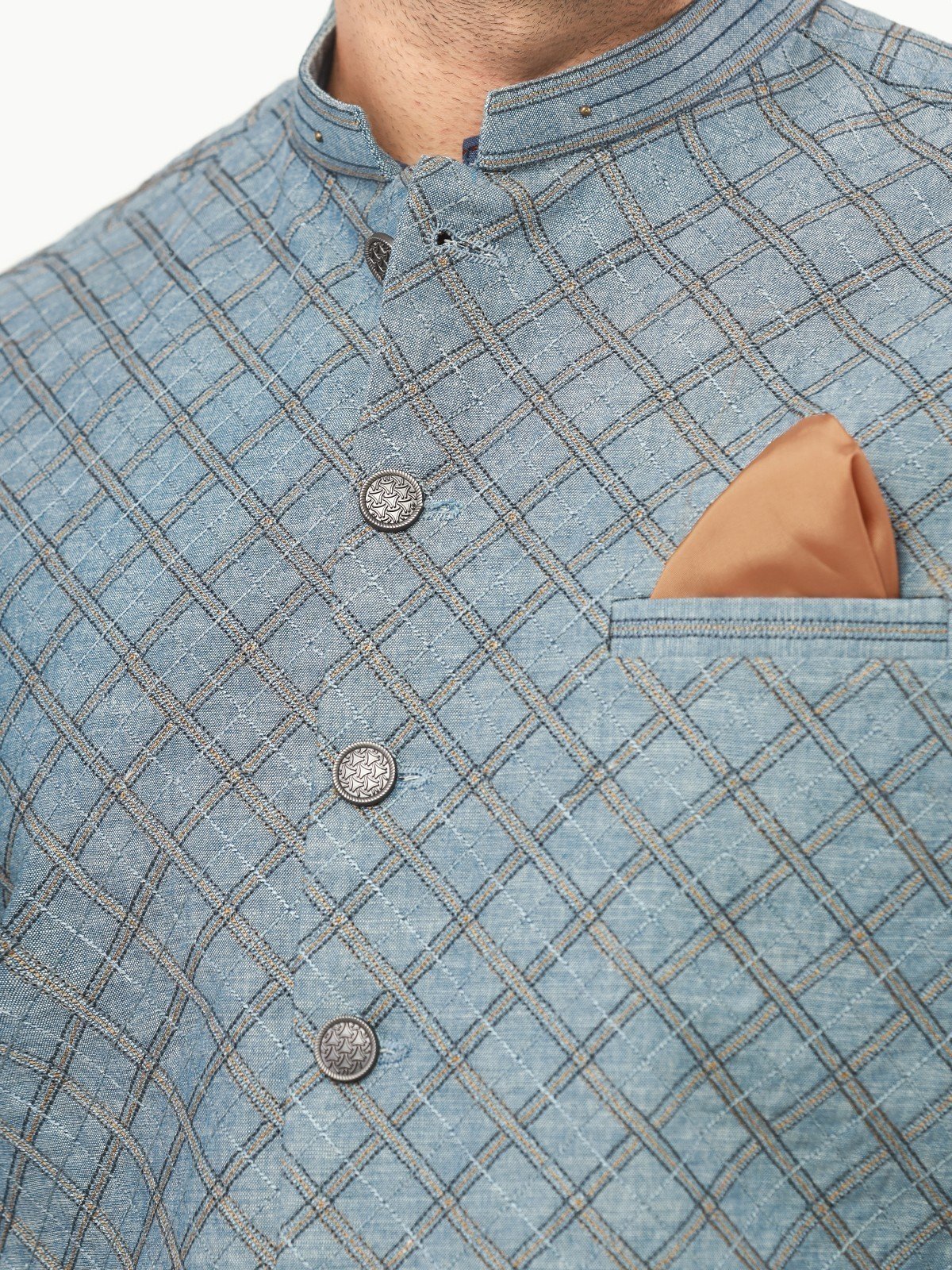 Men's Dirty Blue Waist Coat Ceremonial - EMTWCC22-132 - Image 4
