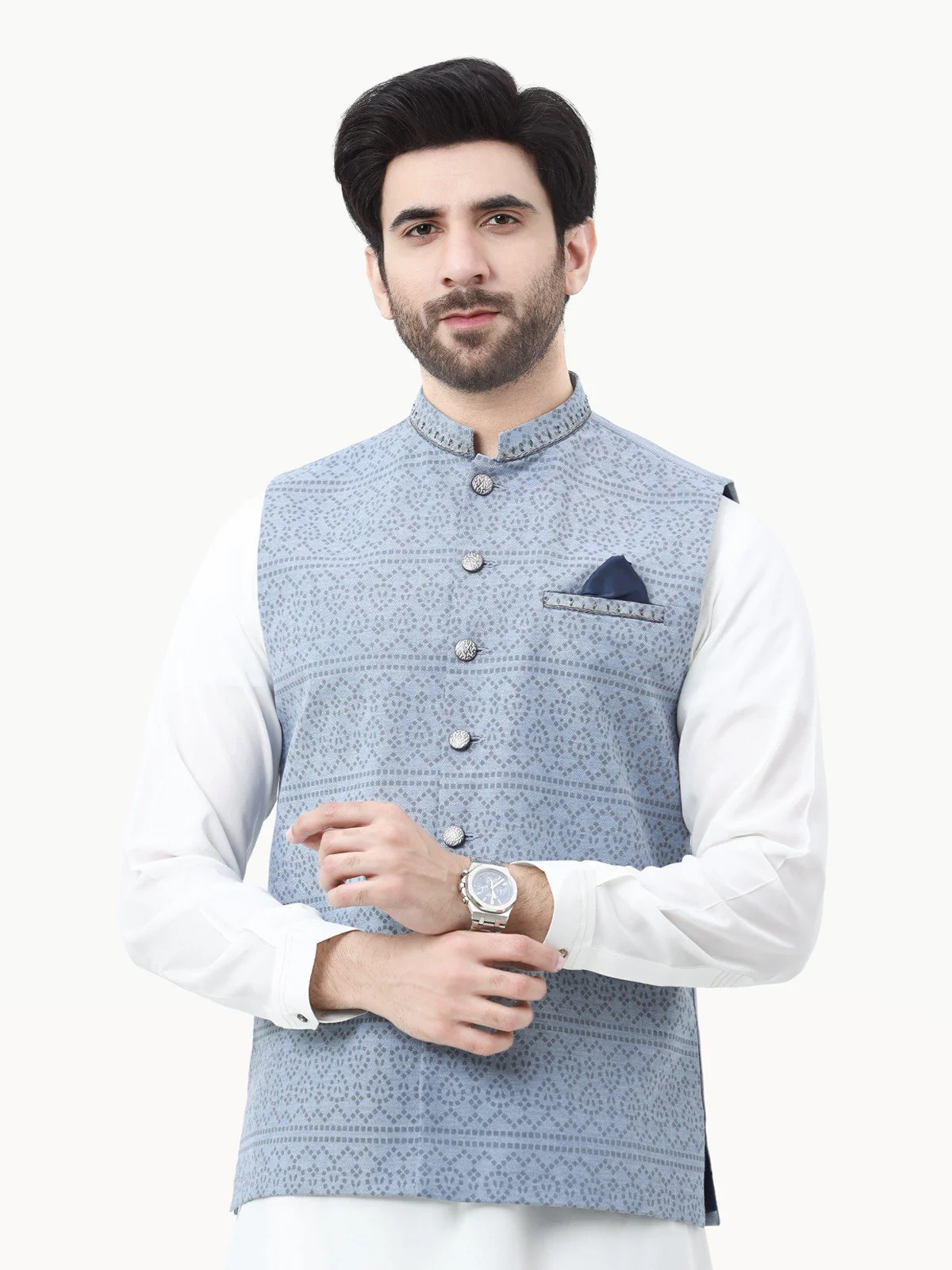 Men's Dirty Blue Waist Coat Ceremonial - EMTWCC22-143 - Image 2