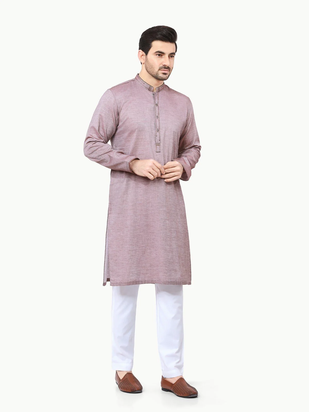 Men's Dusty Pink Kurta - EMTK22S-99141 - Image 3