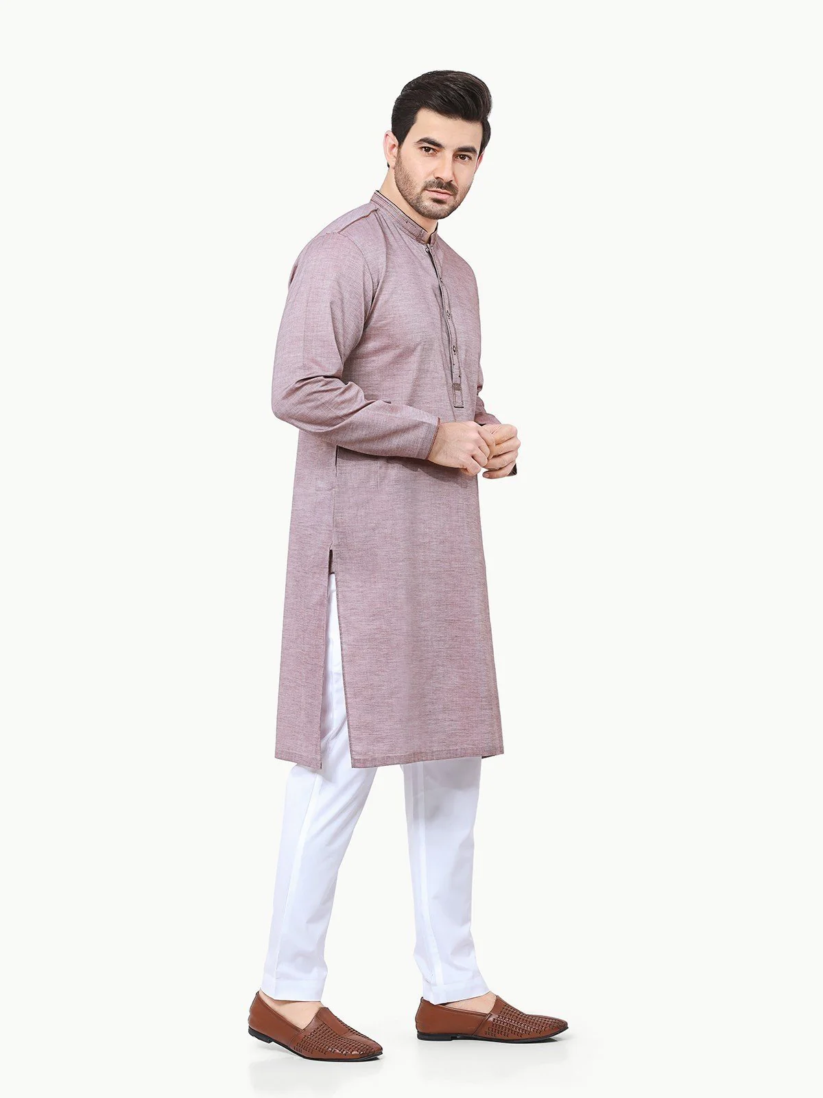 Men's Dusty Pink Kurta - EMTK22S-99141 - Image 4