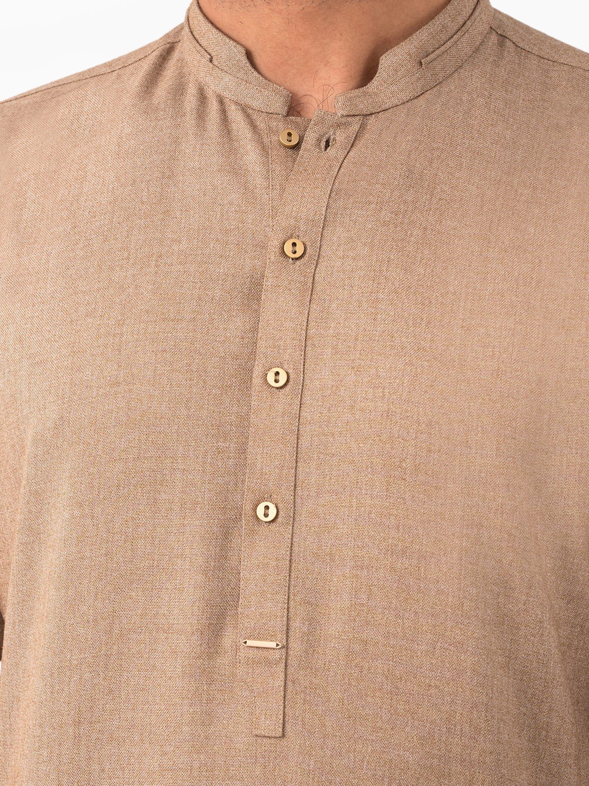 Men's Fawn Shalwar Kameez - EMTKS23W-41046 - Image 4