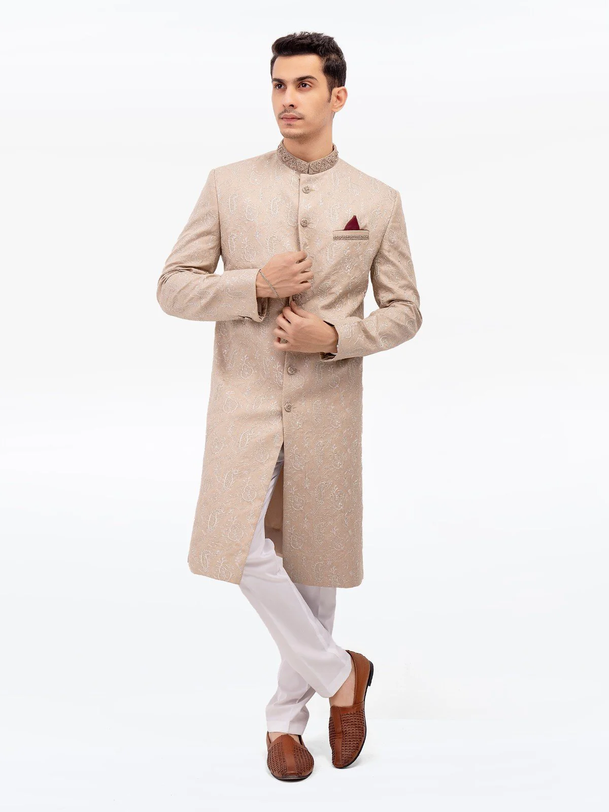 Men's Fawn Sherwani - EMTS22-7212 - Image 2