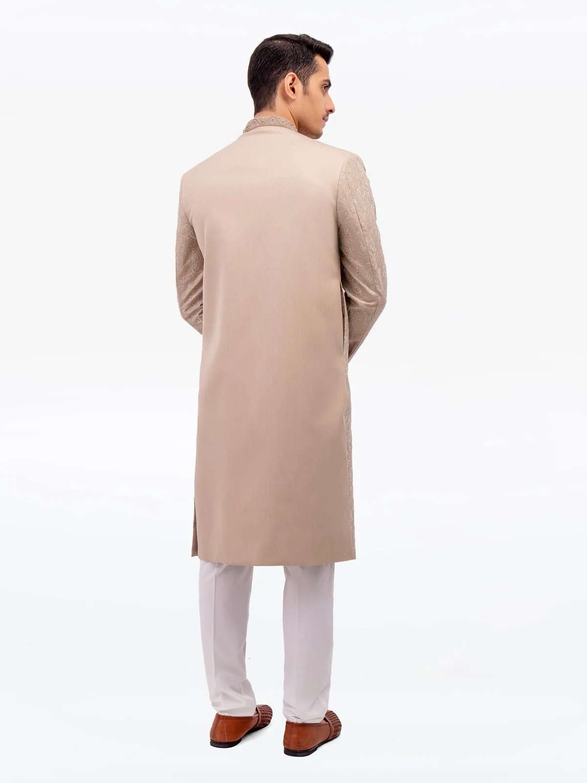 Men's Fawn Sherwani - EMTS22-7212 - Image 4
