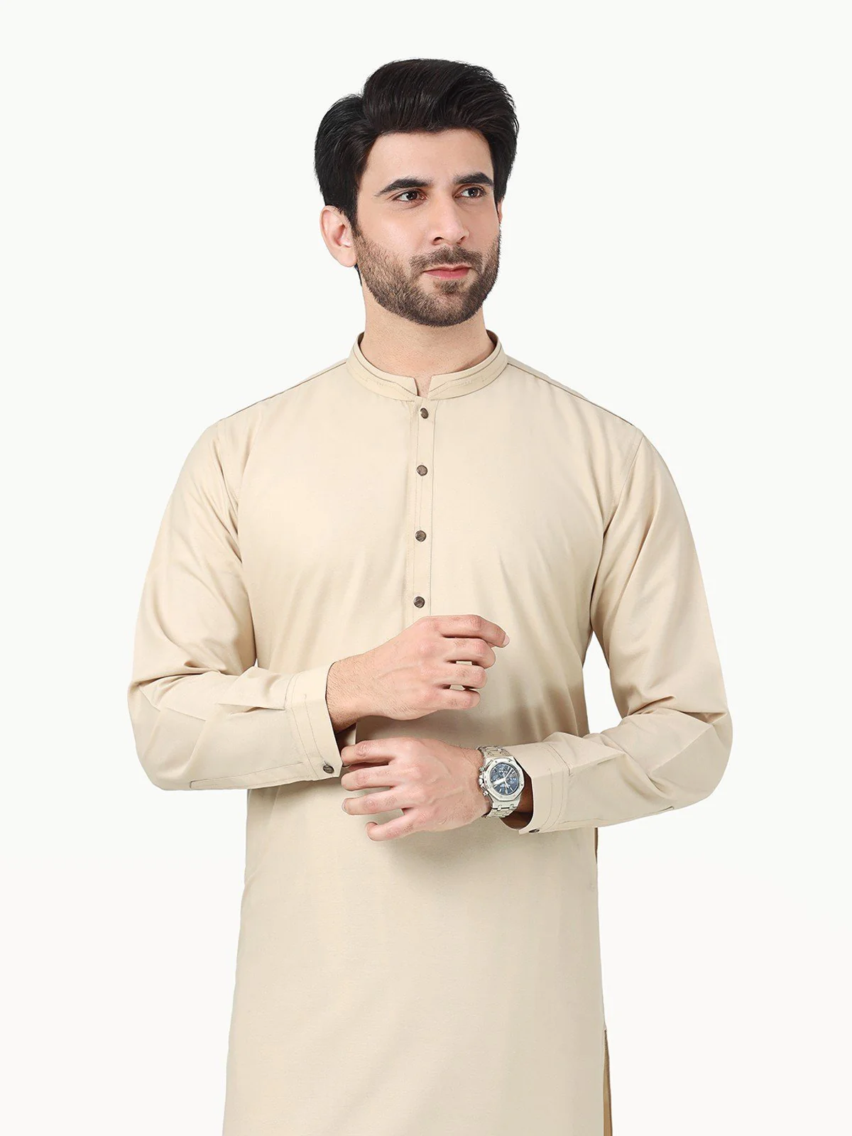 Men's Fawn Shalwar Kameez - EMTSW22-99287 - Image 2
