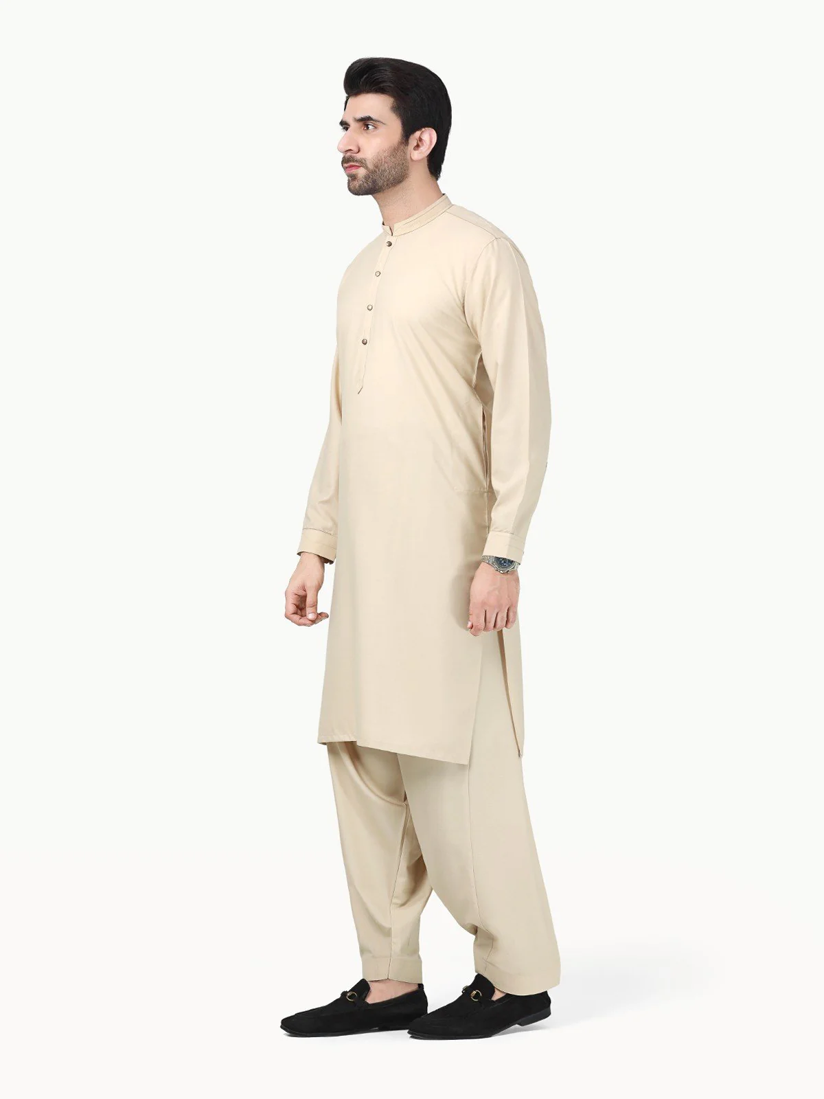 Men's Fawn Shalwar Kameez - EMTSW22-99287 - Image 3