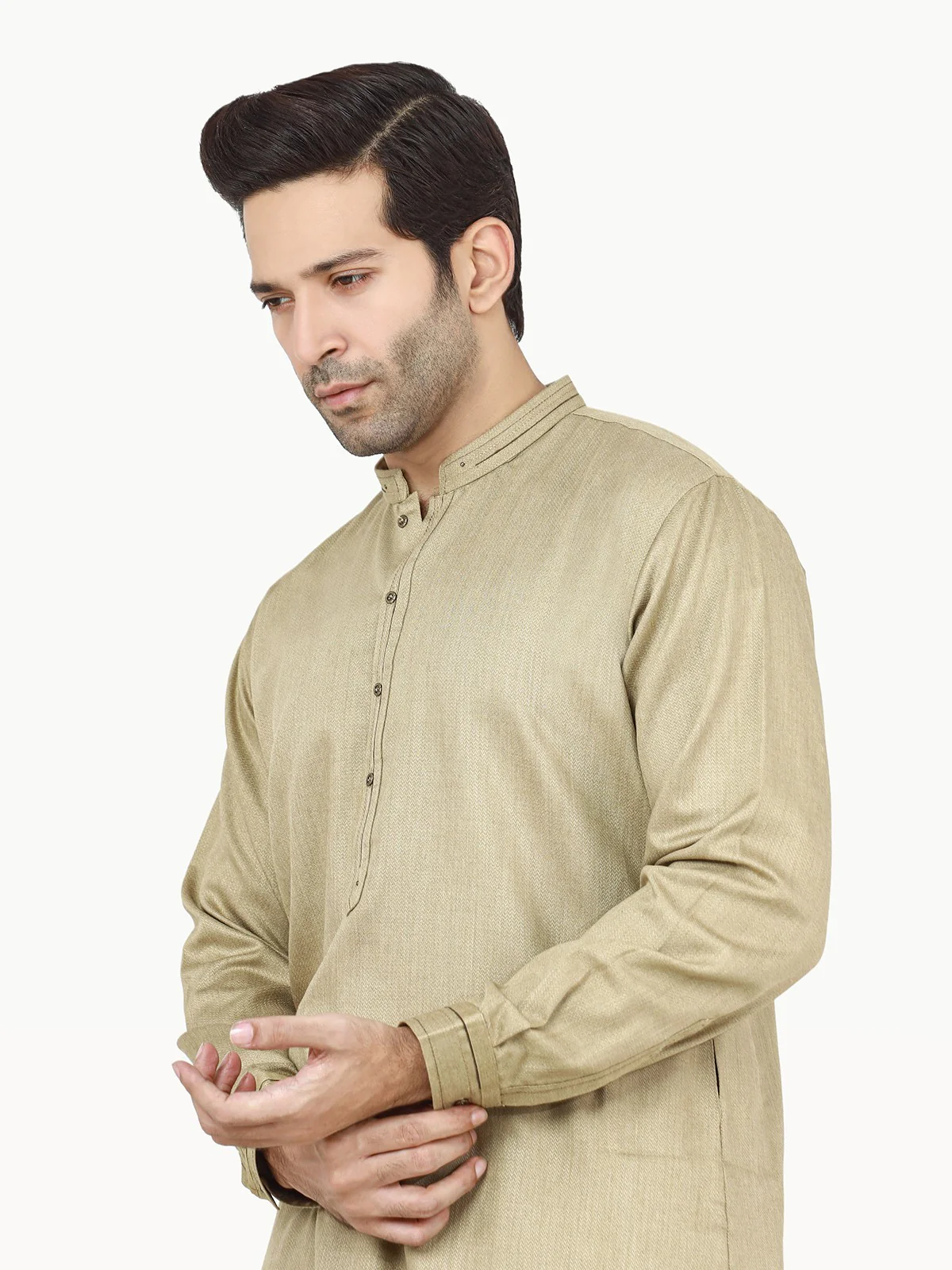 Men's Fawn Shalwar Kameez - EMTSW22S-99253 - Image 2