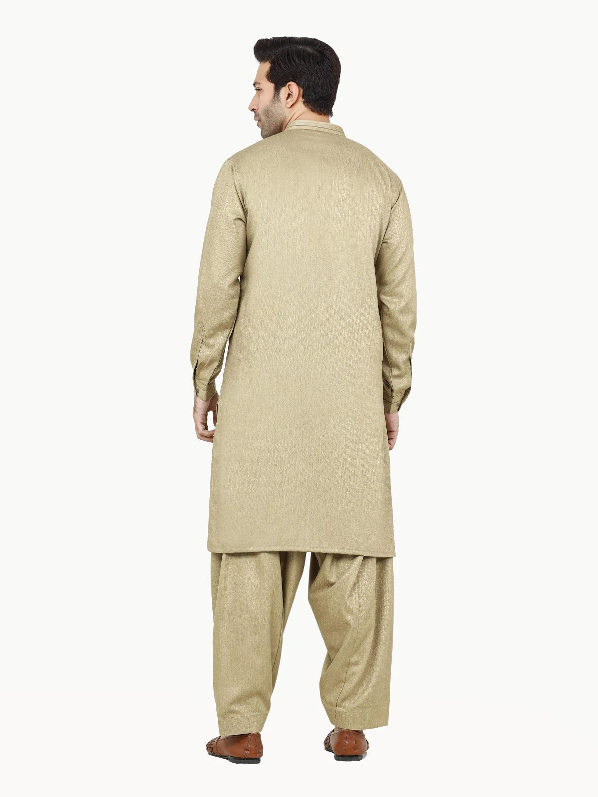 Men's Fawn Shalwar Kameez - EMTSW22S-99253 - Image 5